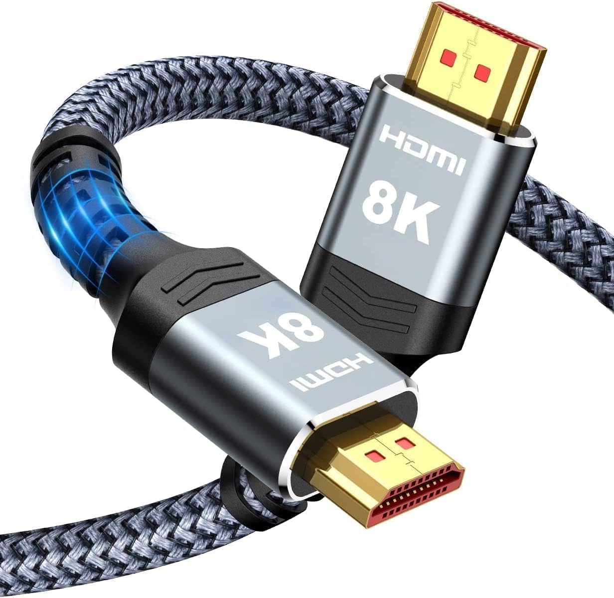 Highwings Short 8K HDMI Cable 1.72ft Total Length, 1.36ft Cable Length, Ultra High Speed HDMI Braided Cord-4K@120Hz, 8K@60Hz,eARC, Compatible for PS5,Monitor,PC and More