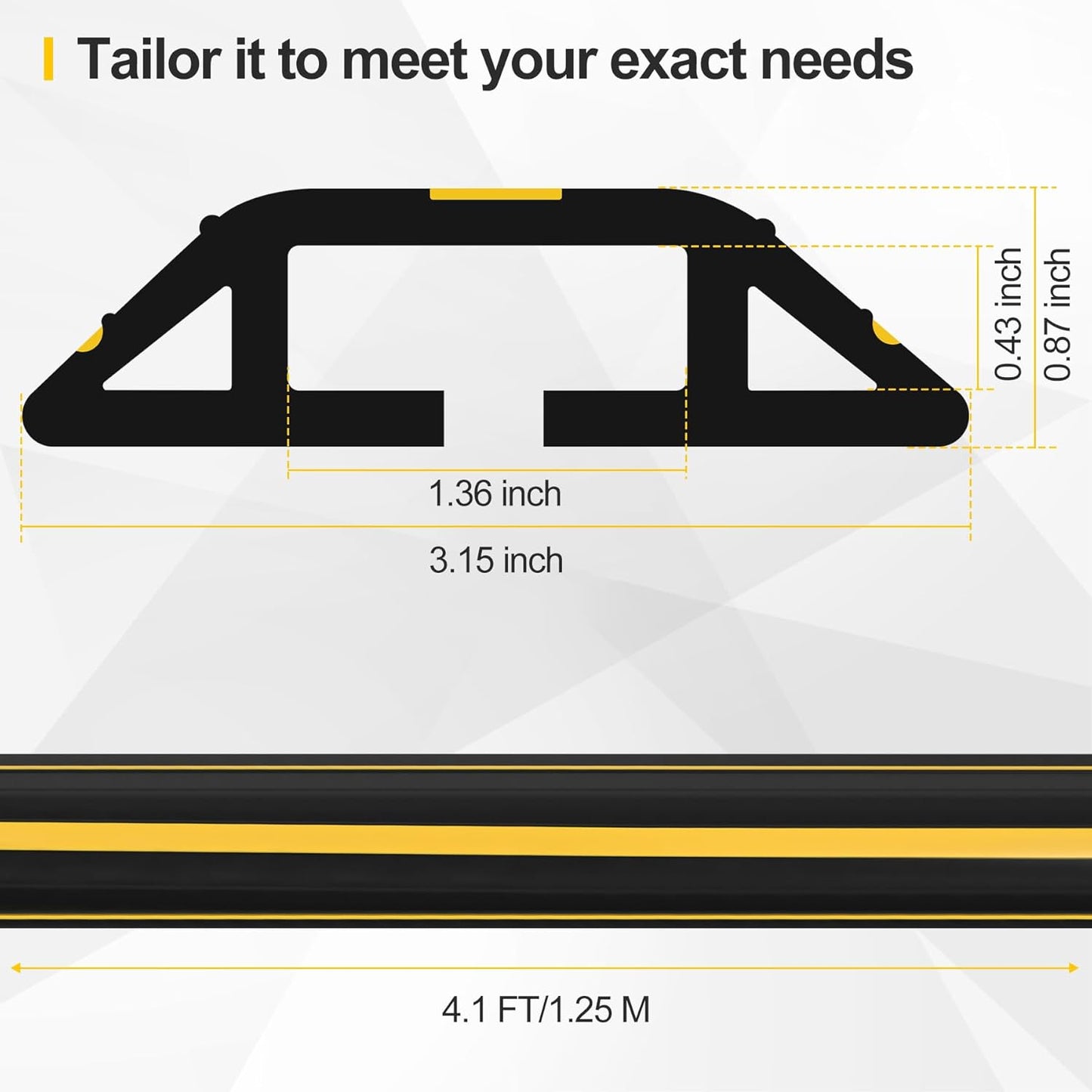 Floor Cord Cover 4.1Ft Heavy Duty PVC Floor Cable Protector Electric Cord Hider Cable Management Floor Strip Extension Cord Covers Cable Raceway for Wires on Floor Inner Channel 1.36" W x 0.43" H