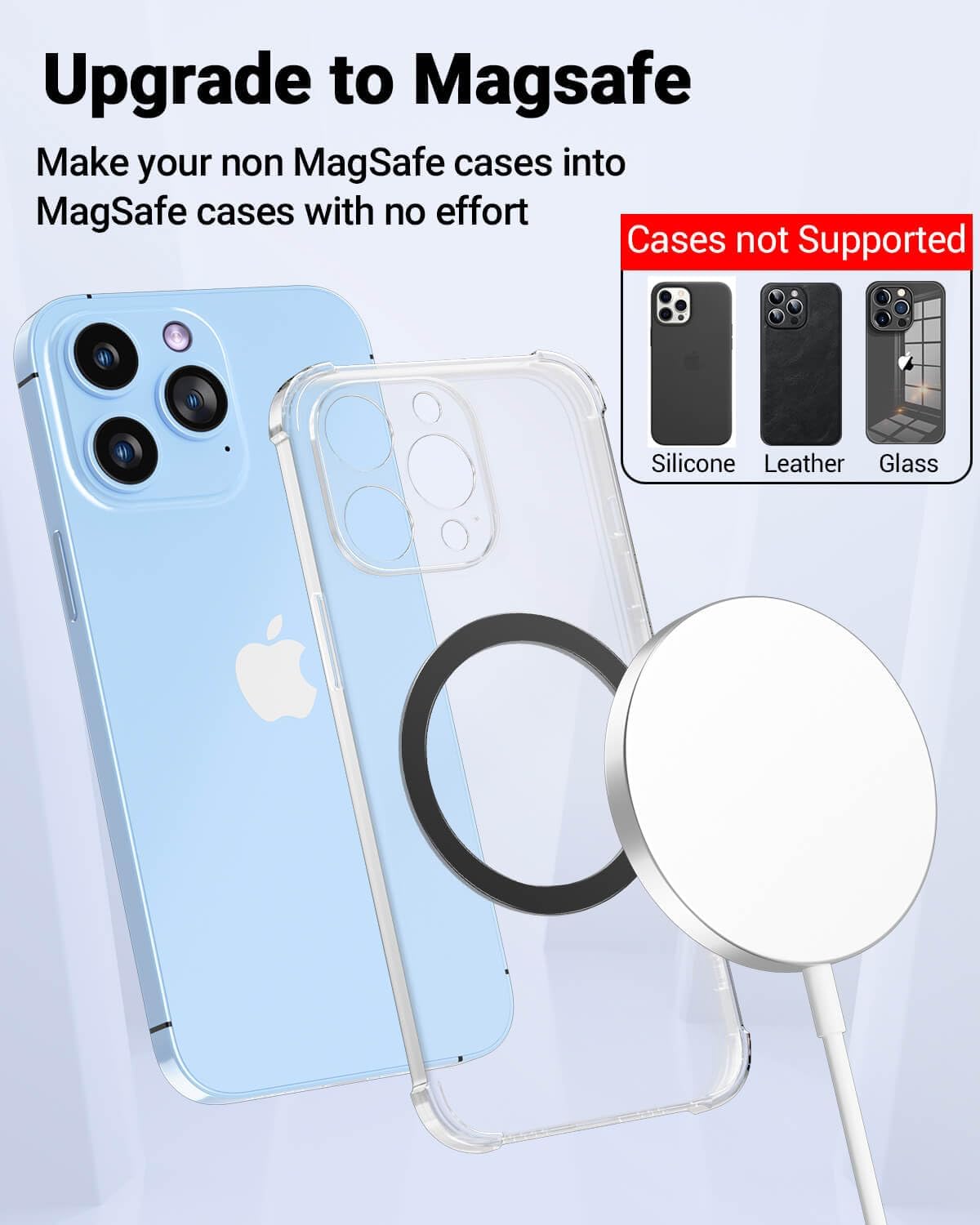Metal Rings 10PCS,Ultra-Thin(0.4mm) for MagSafe Sticker,Magnetic Adapter,Phone Cases&Wireless Charger,Compatible with iPhone 16/15/14/13,Galaxy S24/S23/S22/Kindle (Black 10PCS)