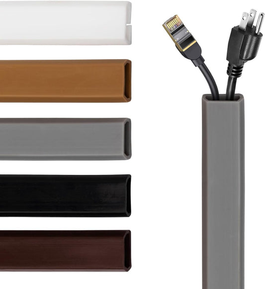 Rubber Bond TV Cord Hider Cable Protector - Strong Self Adhesive Wall Cord Cover Cable Hider - Low Profile Cable Management Wall Cord Concealer Cable Raceway (Grey, 6 Feet)