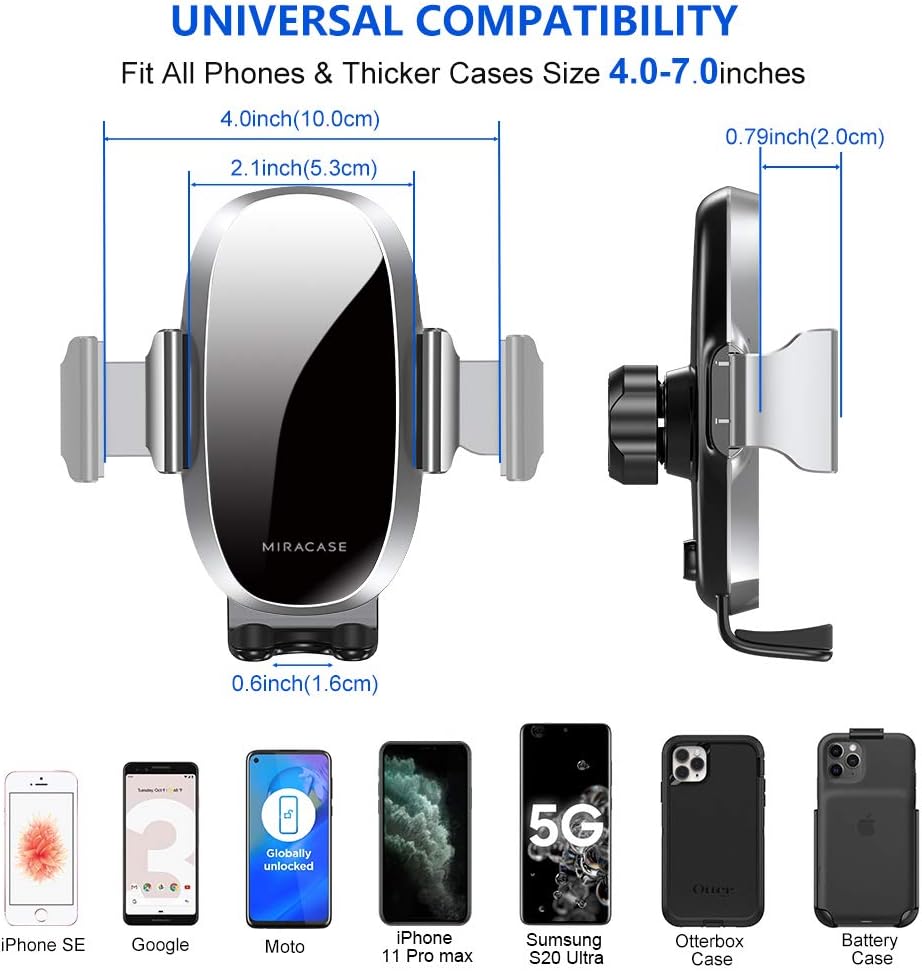 Miracase Upgraded-2nd Generation Universal Phone Holders for Your Car, Hands Free Air Vent Car Phone Holder Mount Compatible with iPhone 16/15/14/13/12/11 Series and All Phones