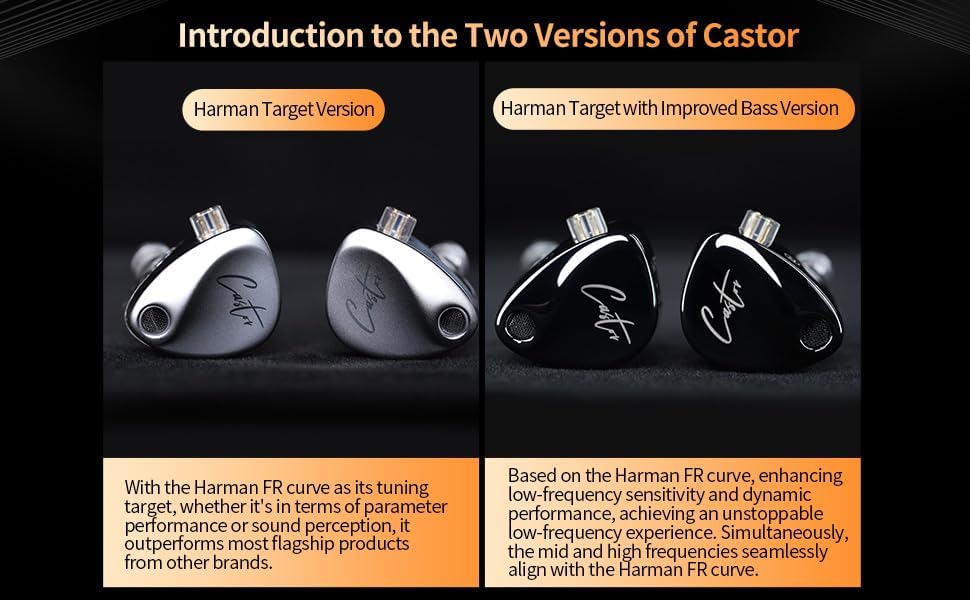 KZ Castor in Ear Monitor Headphones, Dual-Dynamic Driver Wired Gaming Earphones, HiFi IEM Wired Earbuds Noise Cancelling, 2Pin-C Detechable Cable Earbuds with Mic