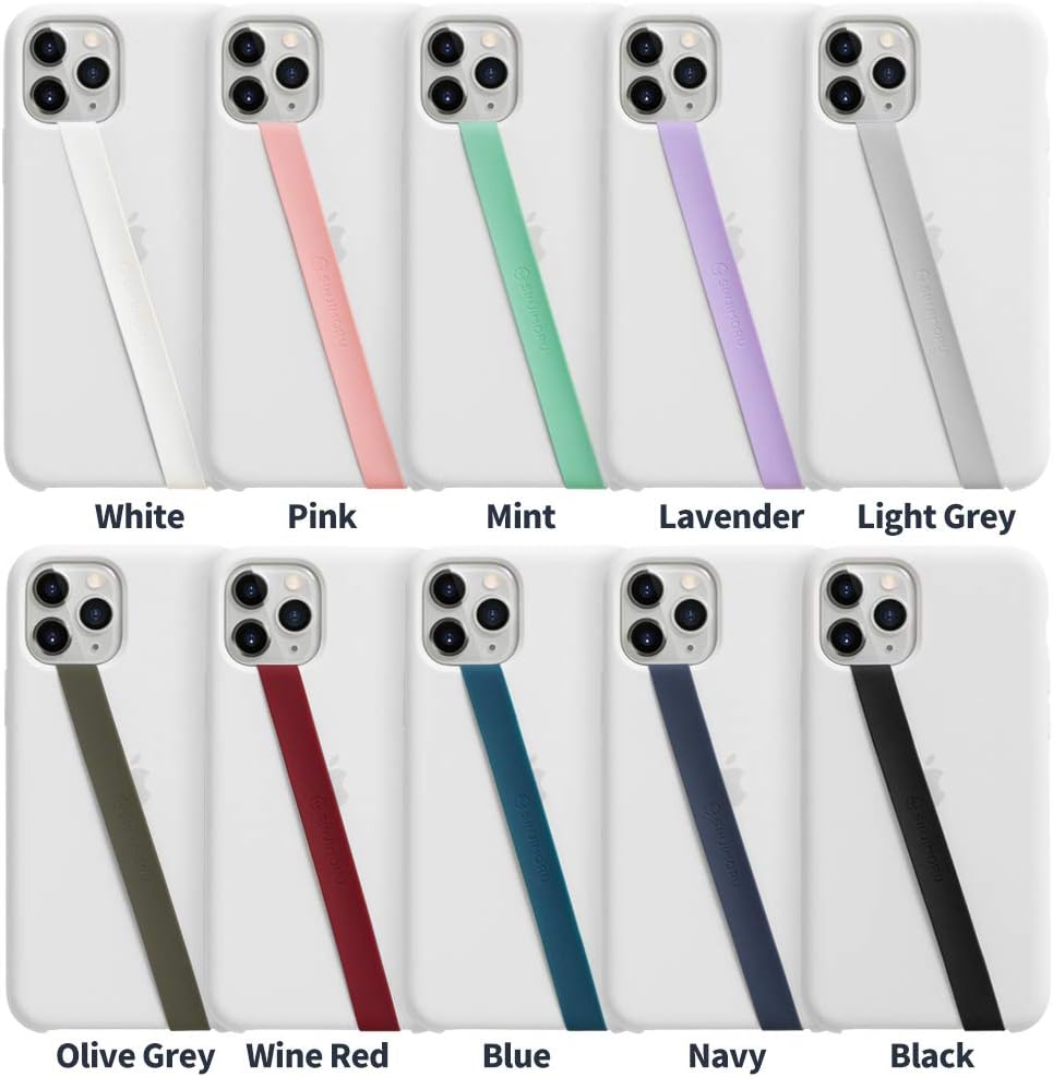 Sinjimoru Stretchable Silicone Phone Strap, Flexible and Elastic Grip Holder for iPhone & Android, Secure Phone Loops Finger Grip with Wireless Charging Support Sinji Loop Grey