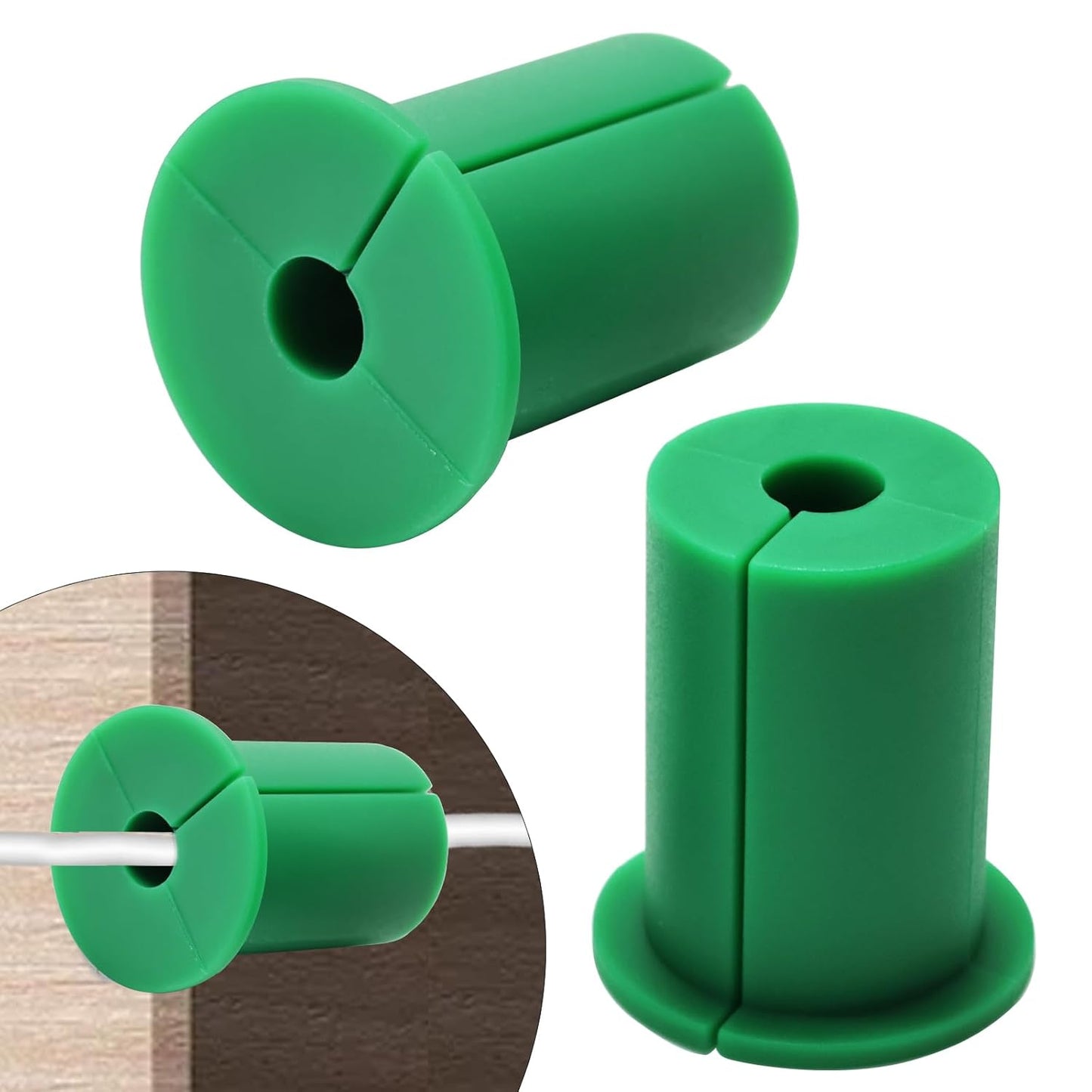 2pc Starlink Cable Grommet 1" Silicone Waterproof Wall Hole Pass Through Split Cable Bushings for TV Wire Ethernet Cord, Starlink Cable Routing Kit Accessories, 38mm/1.5" Ht, Green