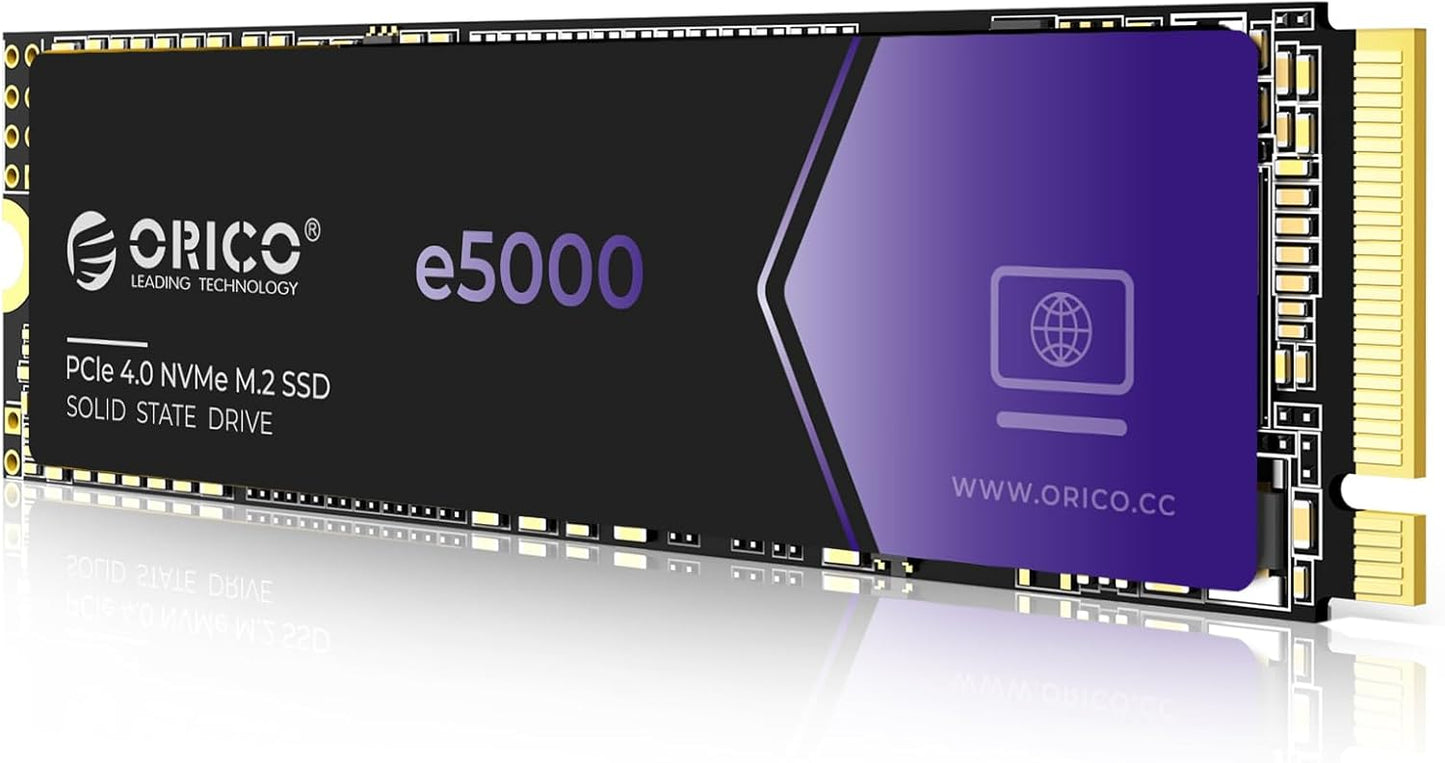 ORICO e5000 2TB SSD M.2 NVMe 2280 PCIe Gen4 5200MB/s Internal Solid State Drive SLC Dynamic Cache 3D NAND QLC for PS5 Laptops PC Desktops