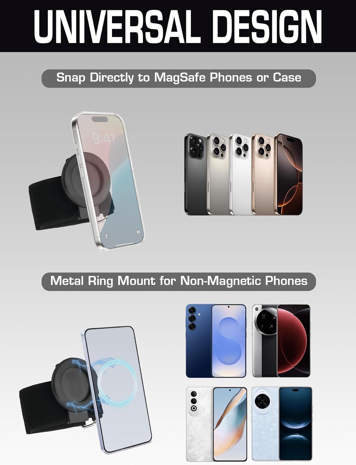 Magnetic Belt Clip Universal Wrist/Backpack Phone Holder Mount for Running Hiking Traveling Tactical Gear Plate Carrier Accessories