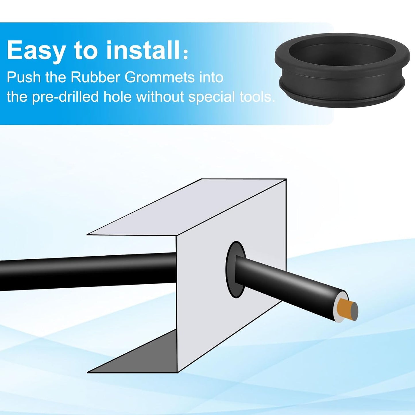 PATIKIL 52.6mm / 2-1/16 Inch Drill Hole,1-13/16 Inch ID Rubber Grommets, 3Pcs Top Hat Grommet for Wiring Eyelet Ring Gasket Automotive Firewall Cable Hole Plugs Wires Protection, Black