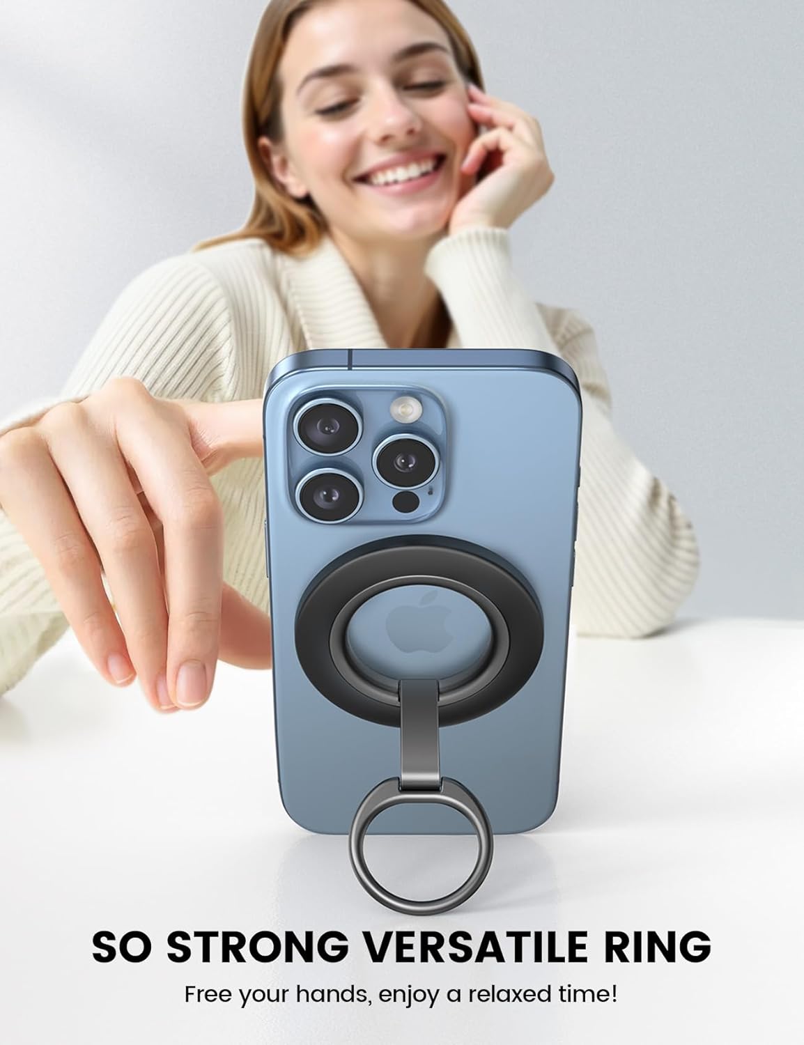 Lamicall 2025 [Stable Dual-Hinge] Magnetic Phone Grip Stand for MagSafe, Finger Ring Holder Phone Kickstand [Super Magnet] 360° Rotation Ring, Mag Safe Accessories for iPhone 16 15 14 Pro Max, Android