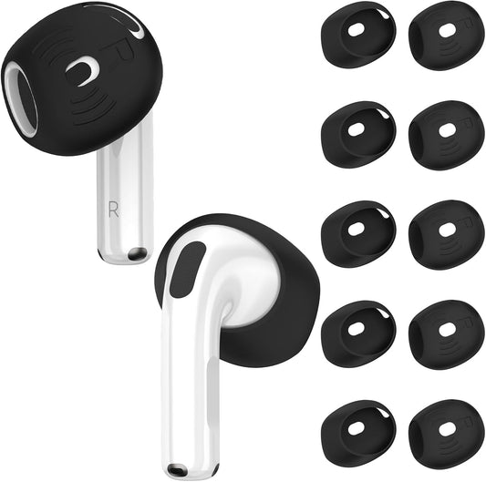 [5 Pairs] for AirPods 4 Ear Tips Covers Sport Anti Slip Anti Scratche Skin Soft Silicone Eartip AirPods 4 Gen Earbuds Accessories Compatible with Apple AirPods 4th Generation (Black)