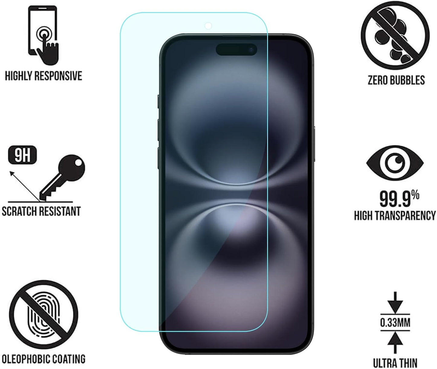 4 Pack Anti Blue Light Screen Protector for iPhone 16 plus /15 plus [6.7inch] with Installation Frame,9H+ Anti Blue Light Tempered Glass, Anti-Scratch, Case Friendly