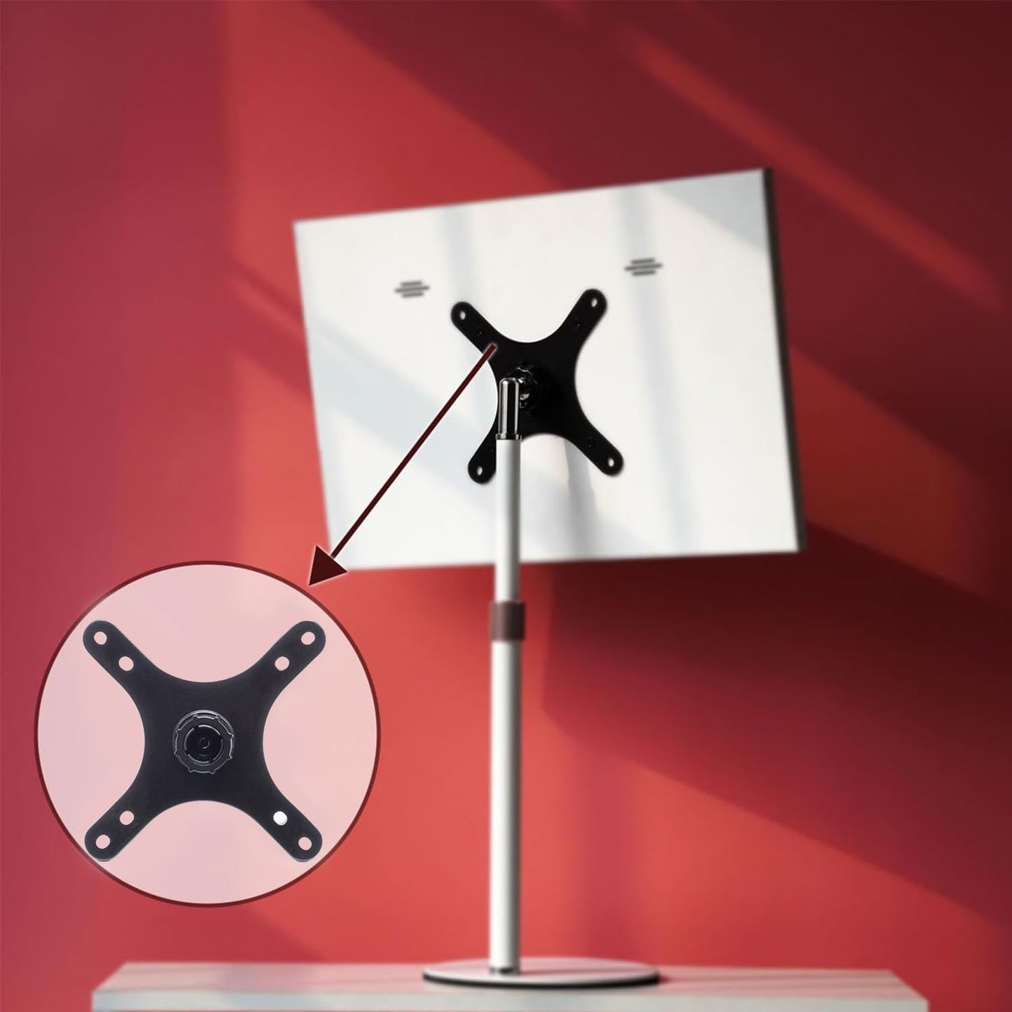 Kado Portable Monitor Stand Adapter Bracket Plate Tripod Black, Wall Mount Arm Mount 17mm Ball Head to 100x100mm 75x75mm Universal, Tripod Camera Stand for Desktop Monitor Portrait/Landscape Mode