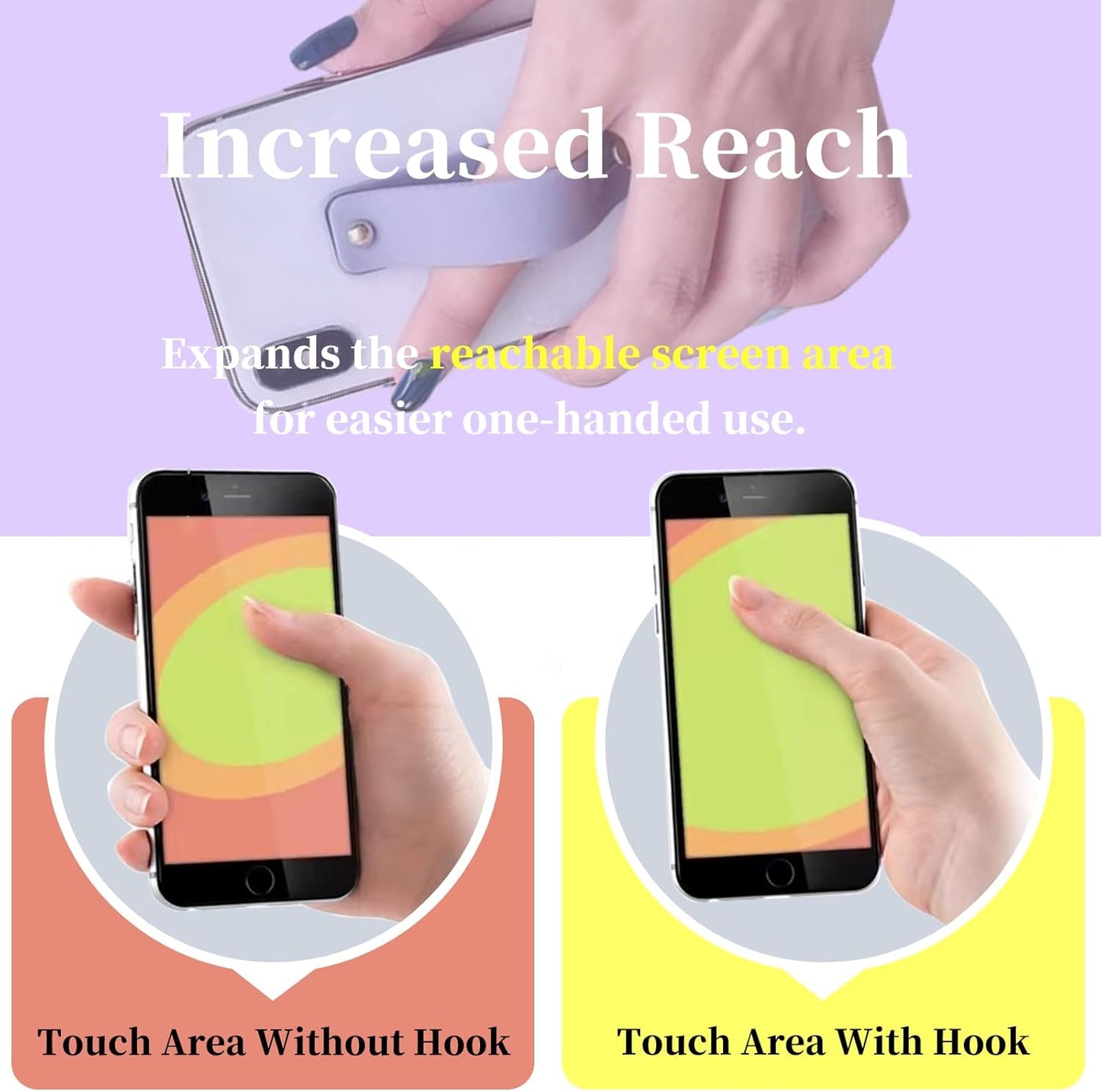 Phone Finger Holder Grip Handle Kickstand for iPhone Case, Mobile Phone Fin with Silicone Hand Band Strap, Silicone Cellphone Knob Loops for Back of Phone - 6 Pack Blue