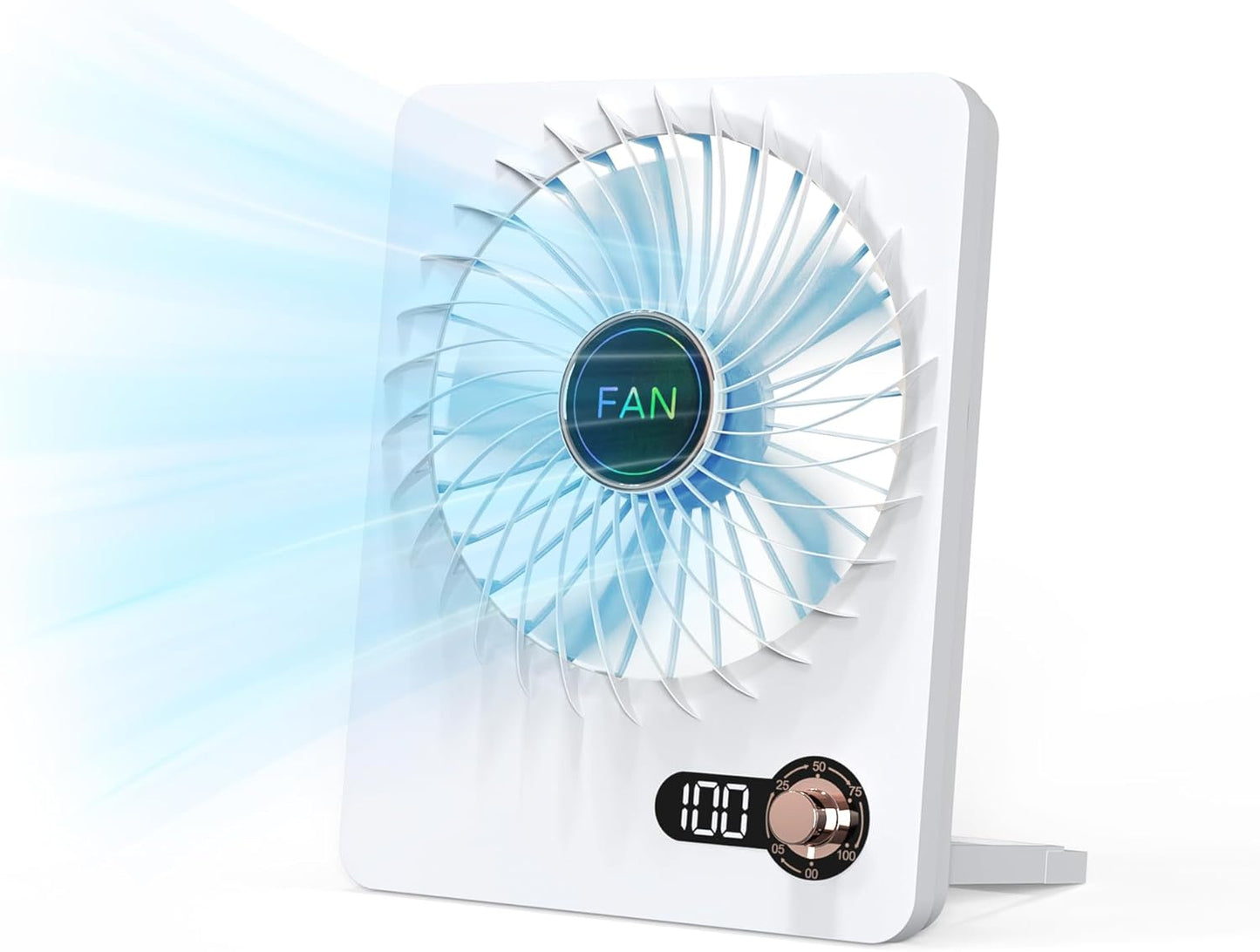 Mini Portable Fan, Silent Rechargeable Desk & Handheld with Adjustable Speeds & Angles, Long-Lasting Battery, Light Personal Wireless Cooling for Office, Bedroom, Classroom, Travel