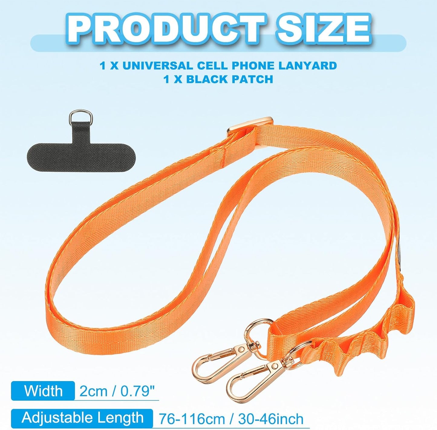 PATIKIL Universal Cell Phone Lanyard, Adjustable Crossbody Phone Strap Anti-Theft Polyester Neck Lanyard with Patches for Concerts Gym Travel Secure Hands-Free Carry, Orange