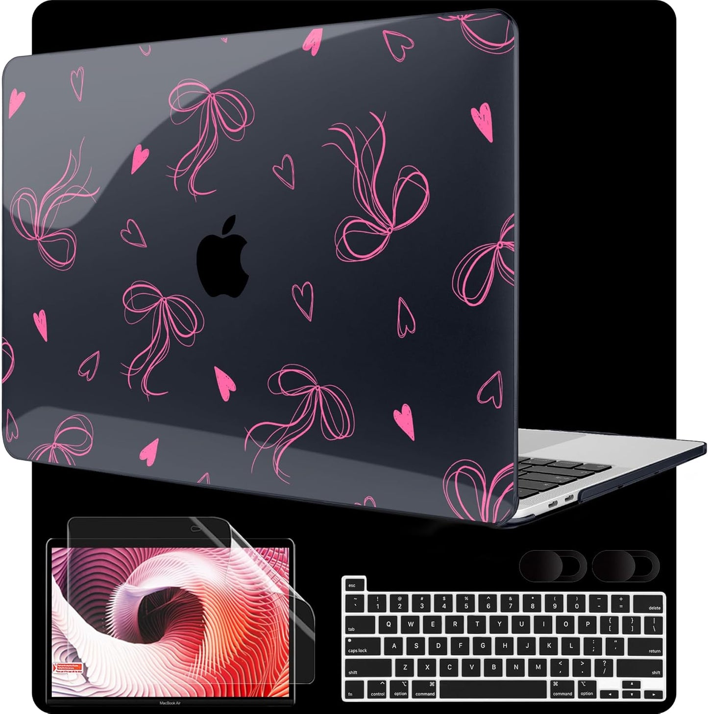 MEEgoodo Case for MacBook Pro 13 inch Case 2022 2021 2020 New A2338 M2/M1 A2251 A2289, Laptop Hard Shell with Keyboard & Camera Cover Compatible with 13 inch MacBook Pro, Ribbons Bow