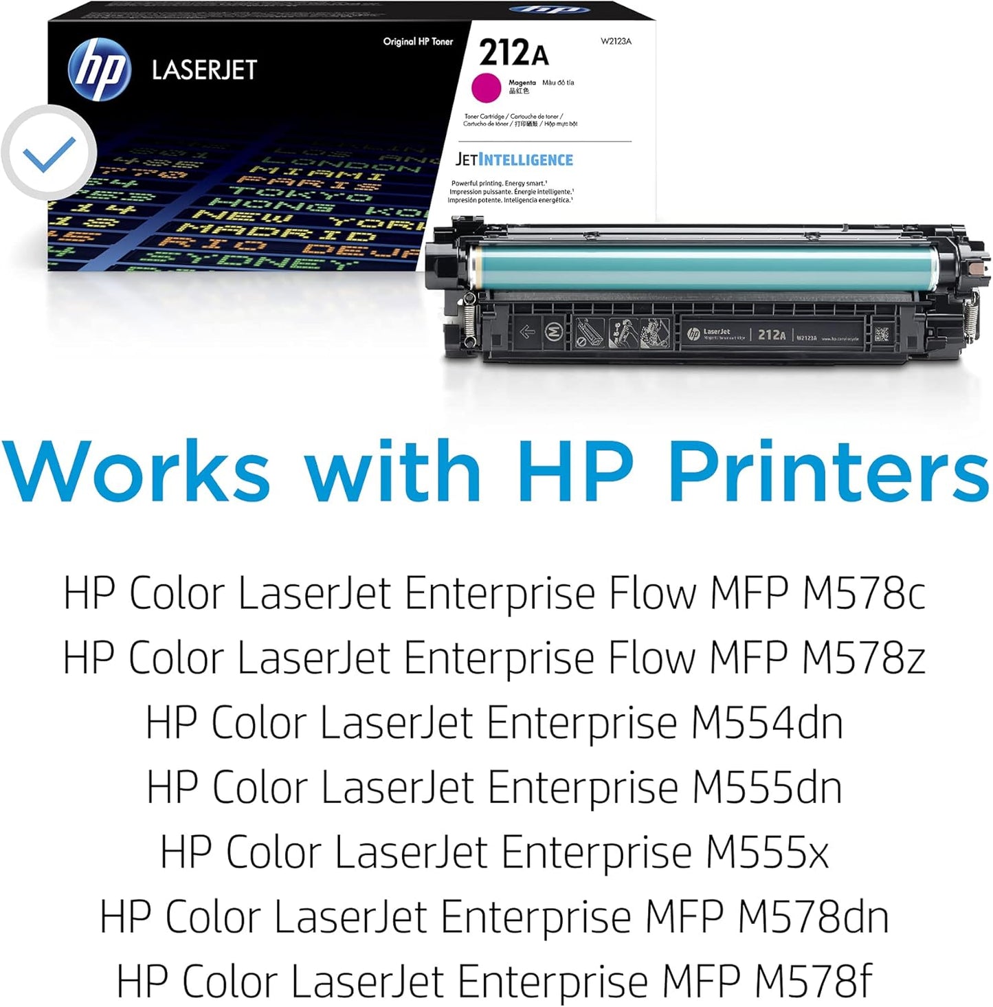 HP 212A Magenta Toner Cartridge | Works with HP Color LaserJet Enterprise M554, M555 Series, HP Color LaserJet Enterprise MFP M578 Series | W2123A
