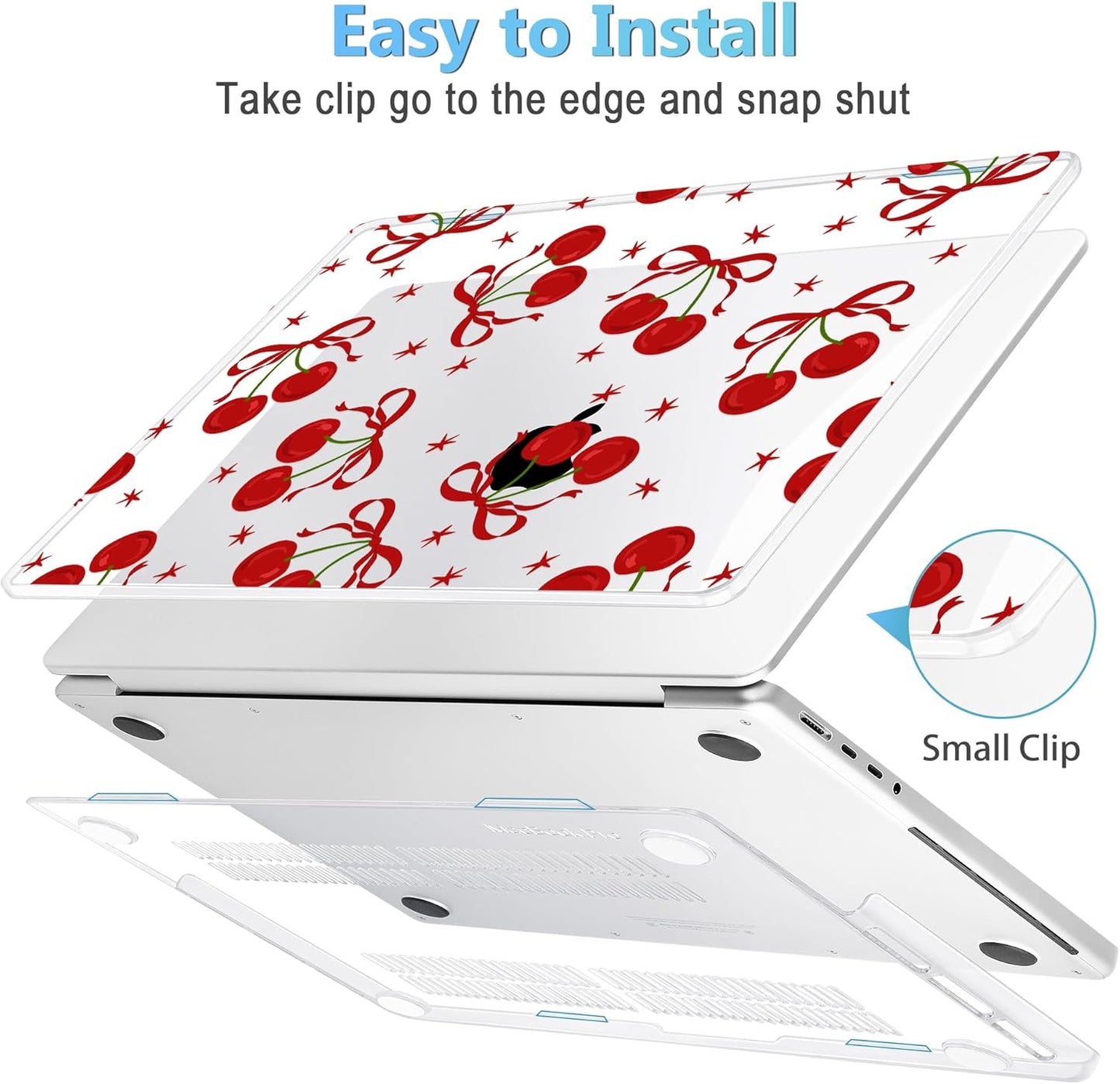 Mektron Case for MacBook Pro 16" M4 A3403 A3186 M3 A2991 M2 A2780 M1 A2485 (2021/2023/2024) Pro/Max with Touch ID, Hard Shell Plastic Laptop Cover Keyboard Cover Screen Protector, Red Bows-Cherry