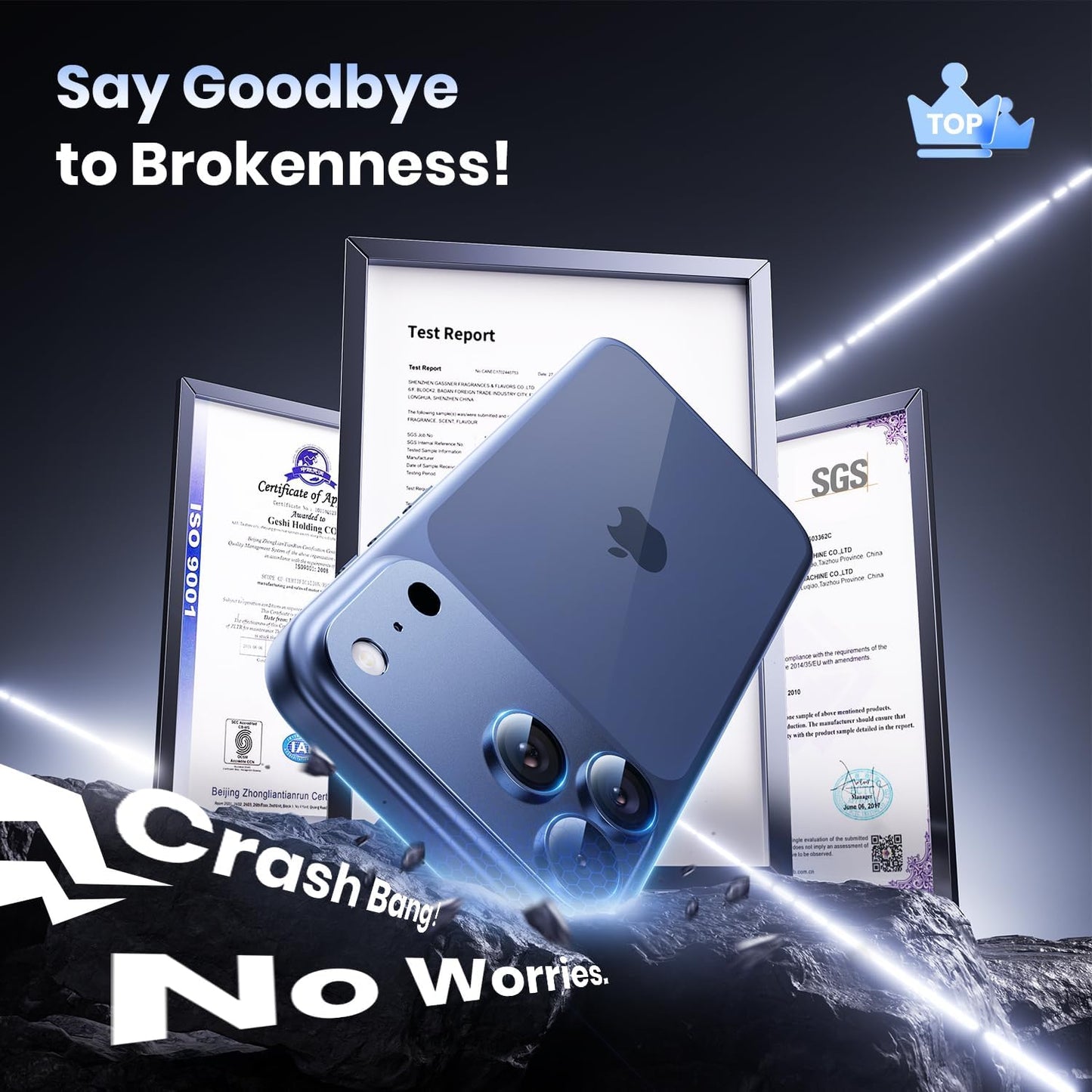 Hoerrye for iPhone 17 Pro Camera Lens Protector - [12FT Shatterproof Military Grade] [Strong Adsorption] Top 9H+ Tempered Glass Camera Screen Full Protective Cover Case Friendly,Deep Blue