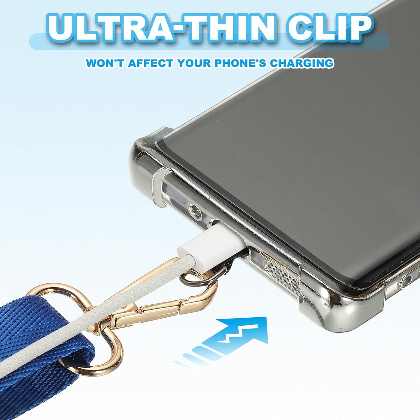 PATIKIL Universal Cell Phone Lanyard, Adjustable Crossbody Phone Strap Anti-Theft Polyester Neck Lanyard with Patches for Concerts Gym Travel Secure Hands-Free Carry, Light Blue