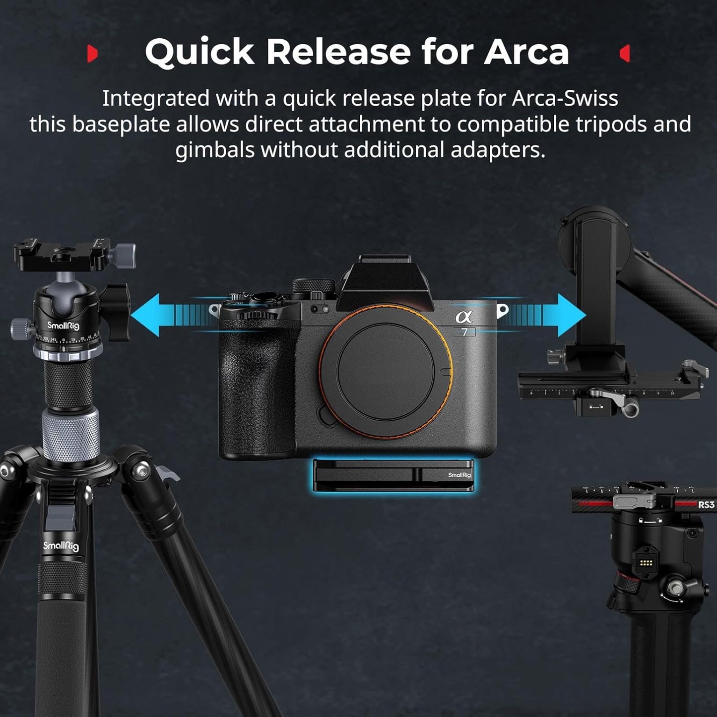 SmallRig Universal Mount Plate for AirTag, for SmartTag2, Quick Release Camera Mount Baseplate for Arca-Type, Built-in EVA Pad, 1/4"-20 Screws for Sony, for Canon, for Nikon - MD5422