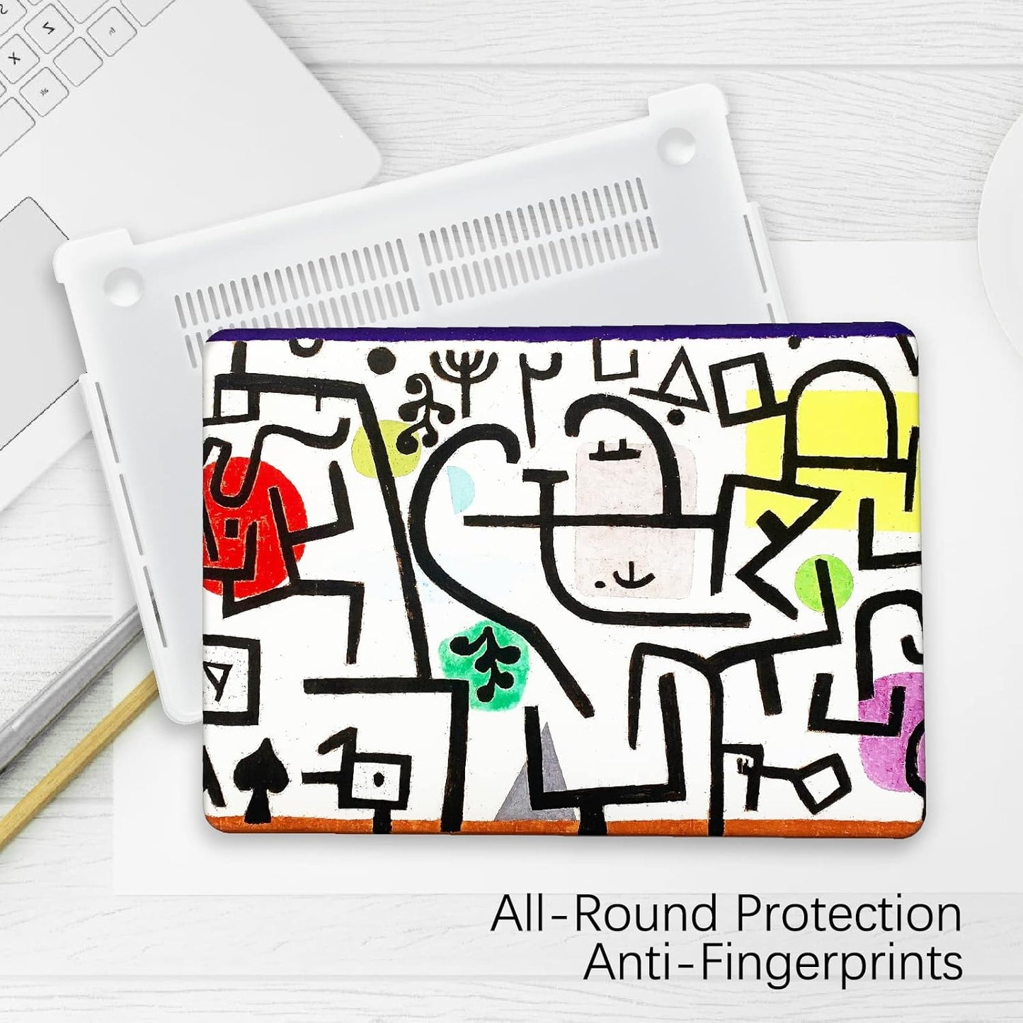 Berkin Arts Compatible with MacBook Air 13 inch Cover, 2022-2018 Release A2179/A2337 M1 with Touch ID with Keyboard Cover & Screen Protector Naive Art (Picture of A Journey by Paul Klee)