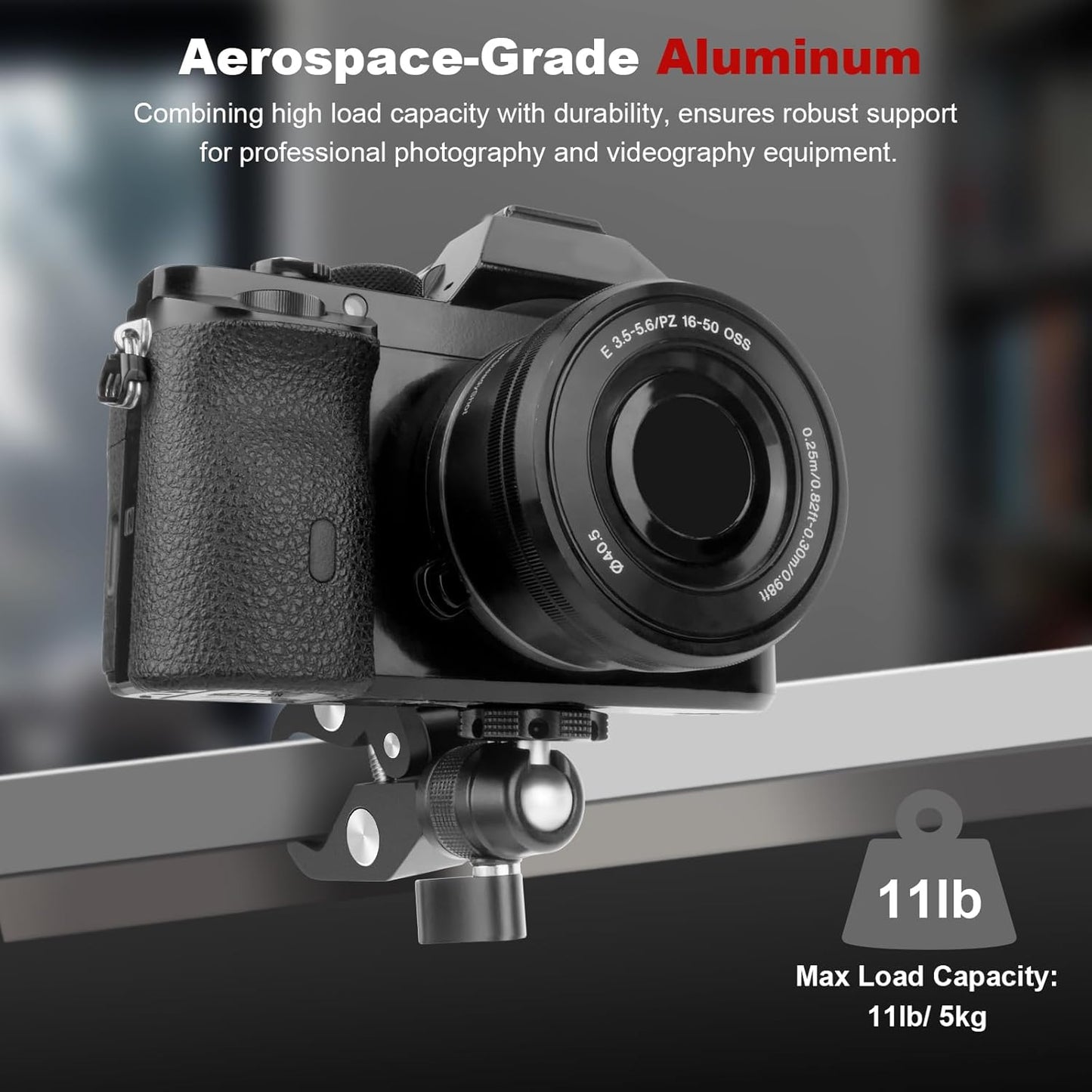 Super Clamp Camera Mount with 360° Mini Ball Head, Aluminum Desk Tube Crab Clamp for Monitor/Light/Mic, Bike/Motorcycle Handlebar Mount for Go Pro/Insta360/DJI Action Camera (SY012)