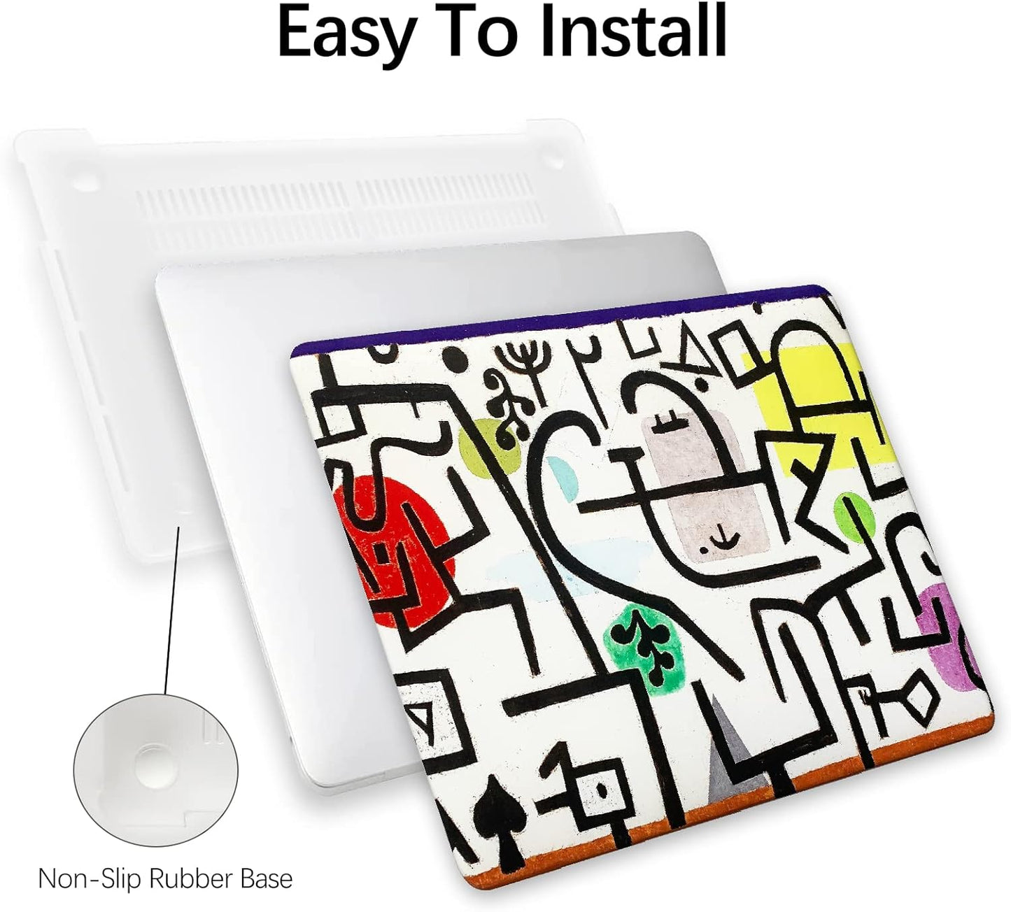 Berkin Arts Compatible with MacBook Air 13 inch Cover, 2022-2018 Release A1932 with Touch ID with Keyboard Cover & Screen Protector Naive Art (Picture of A Journey by Paul Klee)