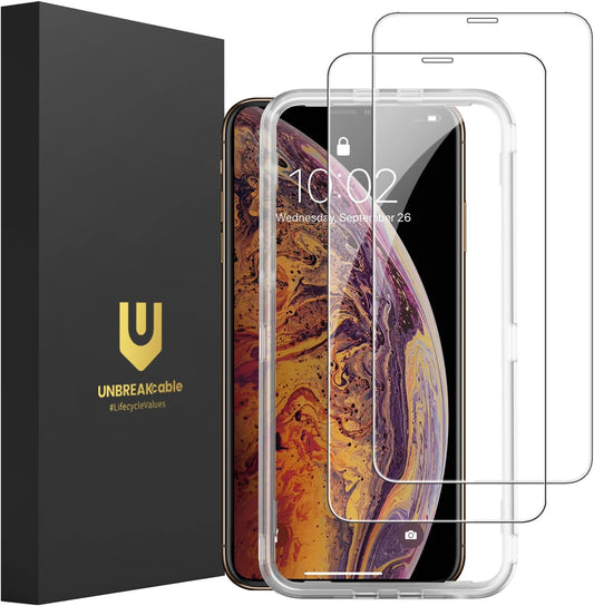 UNBREAKcable Screen Protector for iPhone XS Max and iPhone 11 Pro Max 2 Pack, 2.5D Tempered Glass for iPhone XS Max/11 Pro Max Anti-scratch, Anti-fingerprint, Bubble Free & Case-friendly