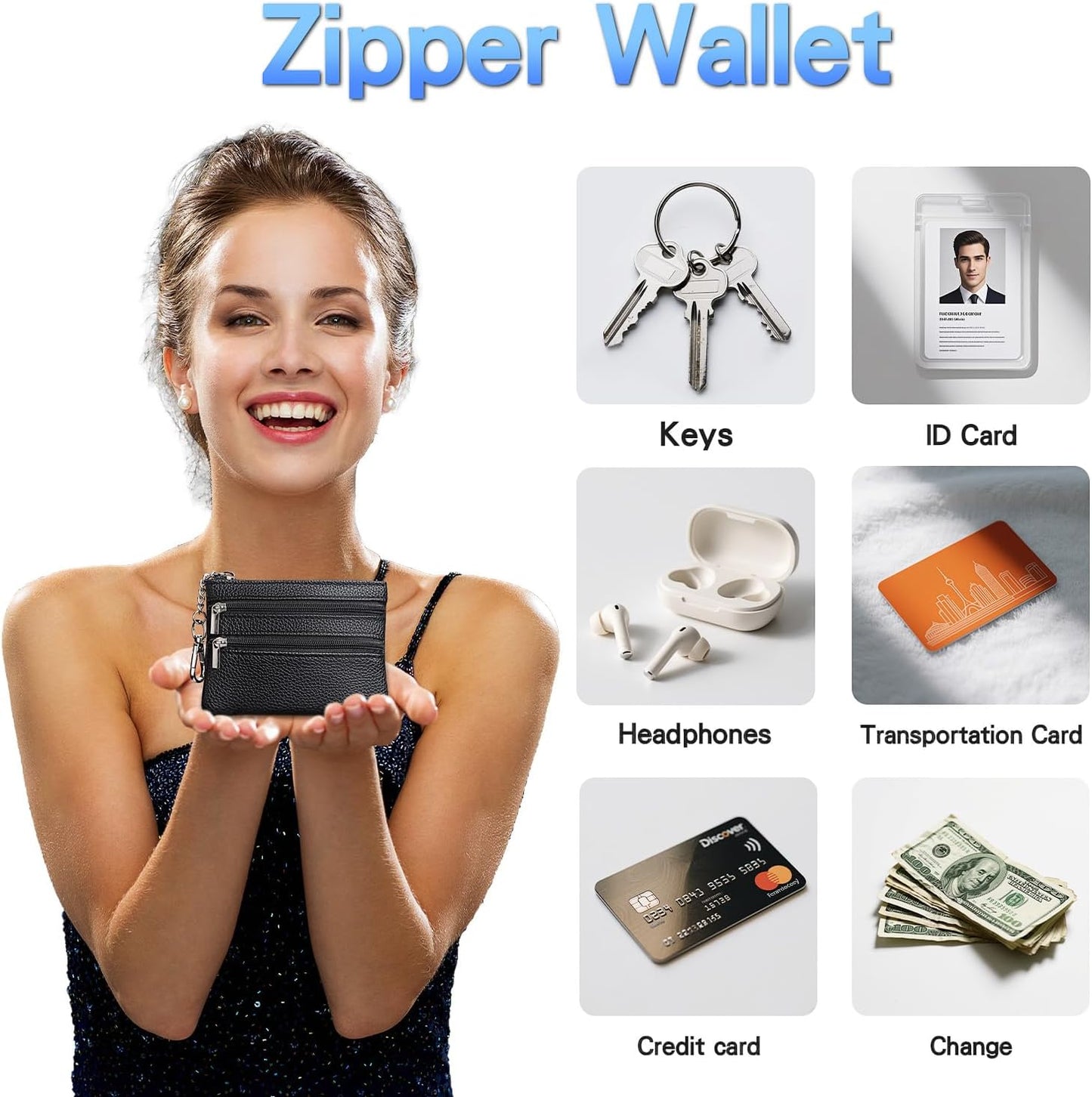 Save Girls Phone Strap with Wallet, 2 Pcs-Crossbody Phone Lanyard & Wrist Strap-2 Pads, Clip and Go Lanyard for Phones, Adjustable Neck Holder with Zipper Pouch for Women (Black)