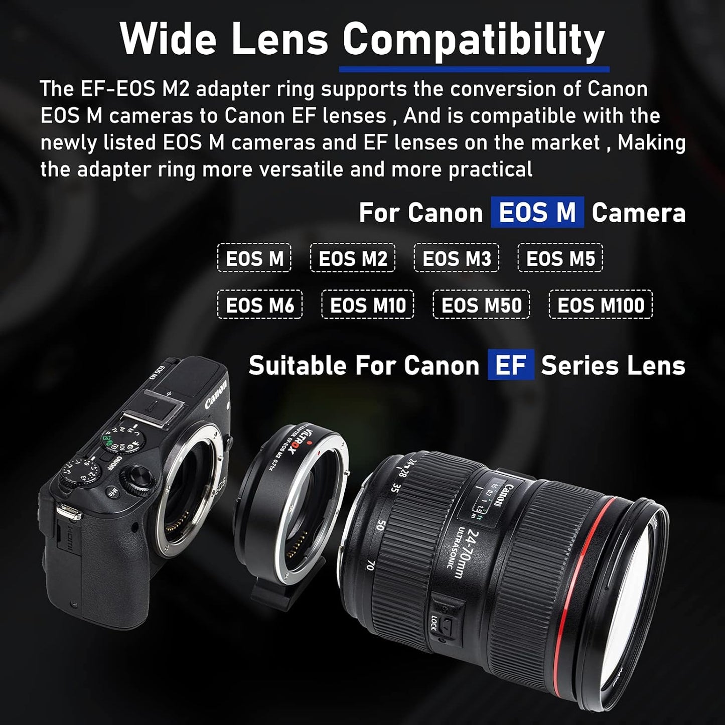 VILTROX EF-M2 Pro Lens Adapter 0.71x Auto Focus EF Lens to M4/3 Mount Adapter Compatible with Canon EF Lens to M4/3 Mount Camera GH4 GH5 GF8 GF9 GX8 GX85 G6 G7 E-M5 E-M10 E-PL7 E-PL8 E-P5 Pen-F