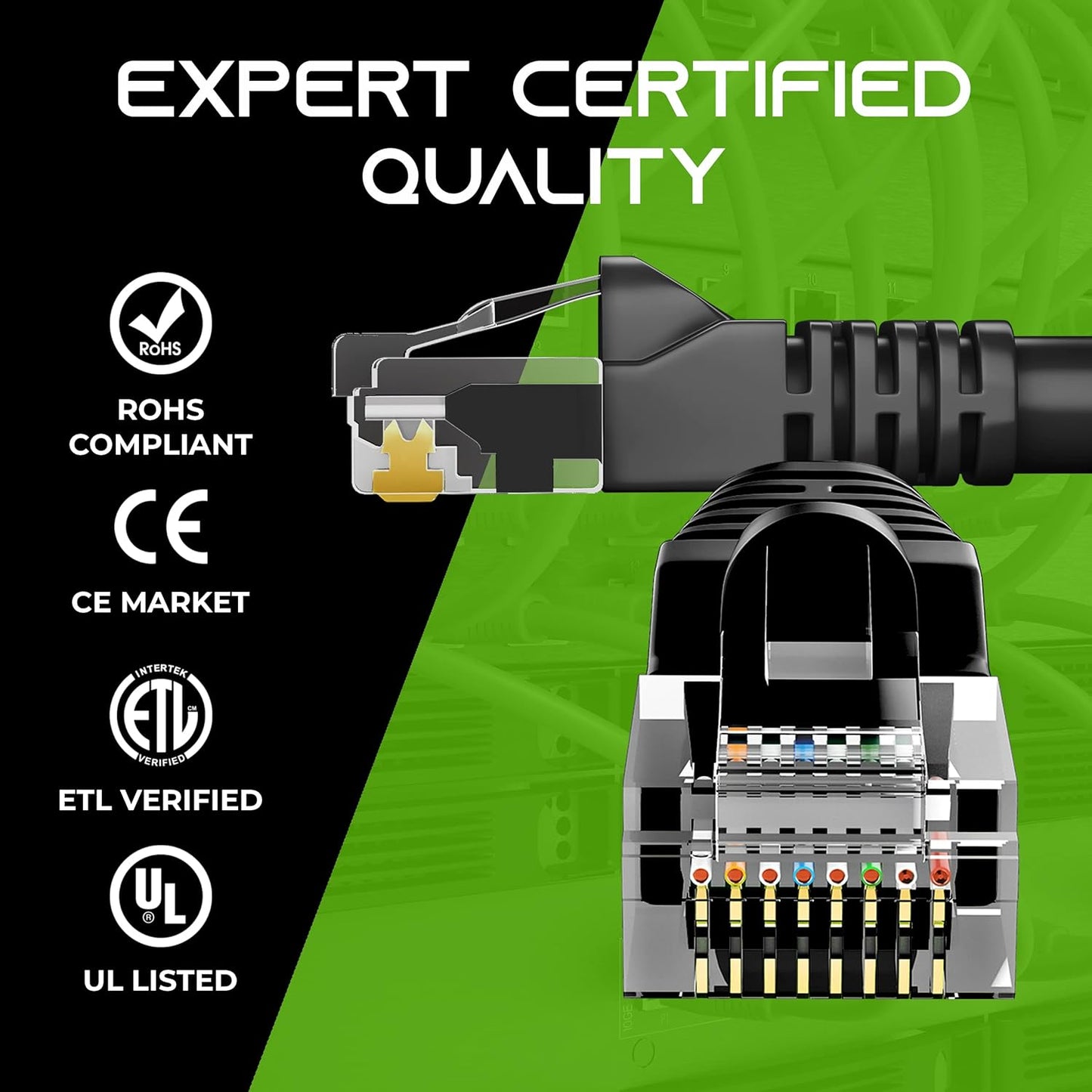 GEARit Cat 6 Ethernet Cable Pack - 100-Pack 0.5 ft Cat6 Ethernet Patch Cables | RJ45 Network Patch Cable, 10 Gbps Snagless Gold-Plated Connectors - Ethernet Cable Cat 6 for PC, TV, Router - Black