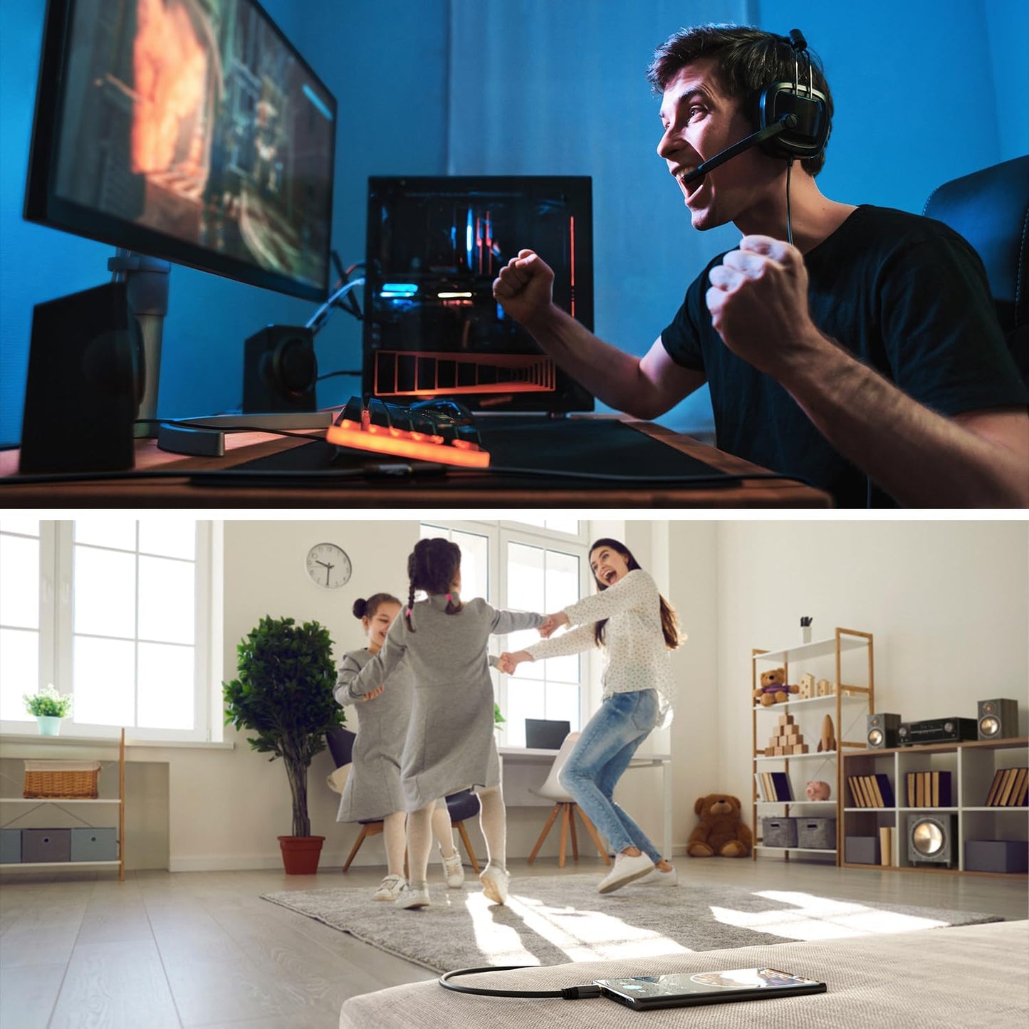 KabelDirekt – Headset Extension Cable – 20ft – Headphone Extension Cord with Break-Proof Metal Plug for Gaming Headsets & Headphones with Microphone, TRRS, 4-Pole, 3.5mm Male to Female