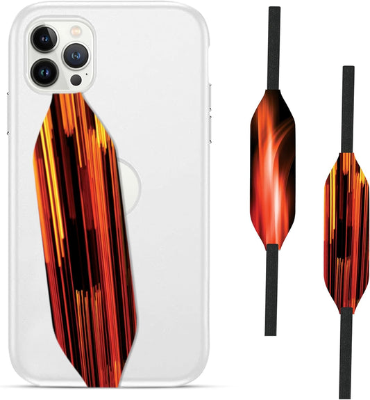 Phone Grip Strap - Pack of 2 Reversible Finger Holder for Phone Back, Customizable Anti-Slip Design, Wireless Charging Compatible Detachable Holder for iPhone - Neon Orange