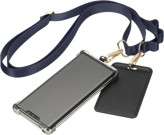 PATIKIL Universal Cell Phone Lanyard, Adjustable Crossbody Phone Strap Anti-Theft Polyester Neck Lanyard with Patches for Concerts Gym Travel Secure Hands-Free Carry, Navy Blue