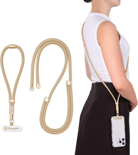 Adjustable Phone Lanyard - Phone Wrist Strap, Cell Phone Crossbody & Neck Hanging - 3-in-1 Universal for Most Smartphones (light camel)