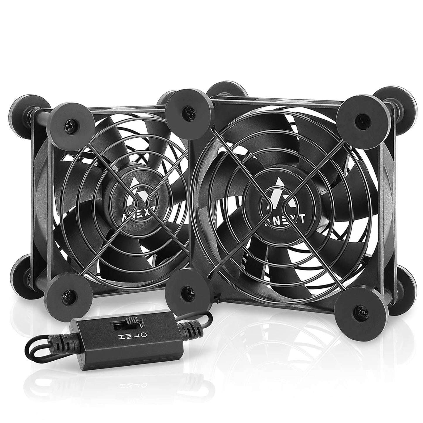 ANEXT, USB Fan, USB Computer Fan, Silent Fans for Receiver DVR PlayStation Xbox Computer, (80mm, Black Dual Packs)
