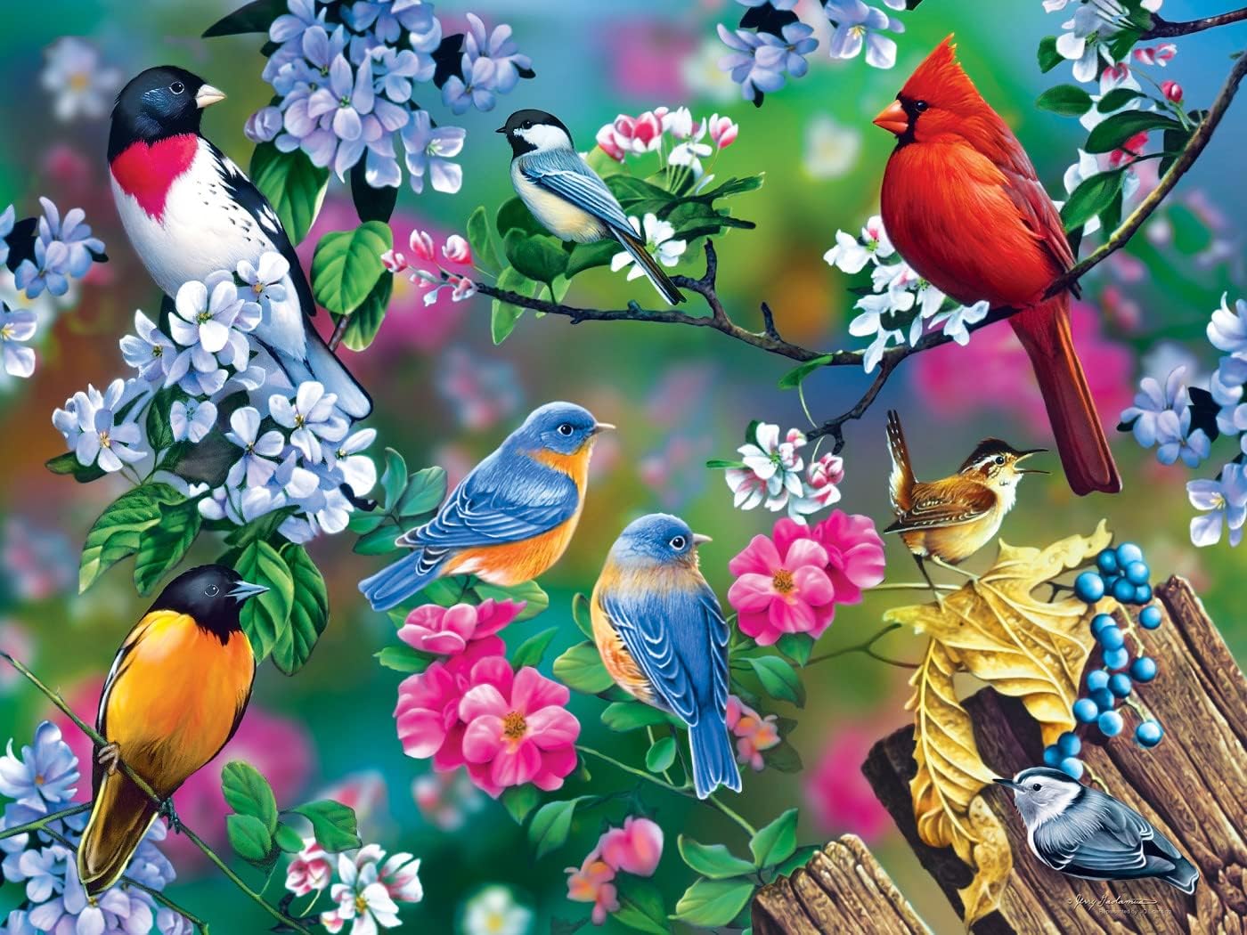 MasterPieces Audubon - Singbird Collage 300pc Ezgrip Puzzle