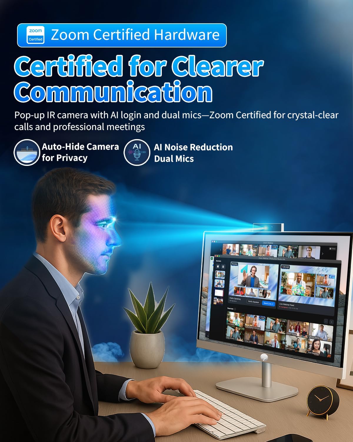 HP 27" All-in-One Desktop Computer - FHD Touchscreen | Intel Ultra 7‑155U | AI‑Enhanced Display, Facial Login | Privacy Pop‑Up Camera | Win 11 Pro, w/Accessories | 64GB DDR5 + 2TB SSD