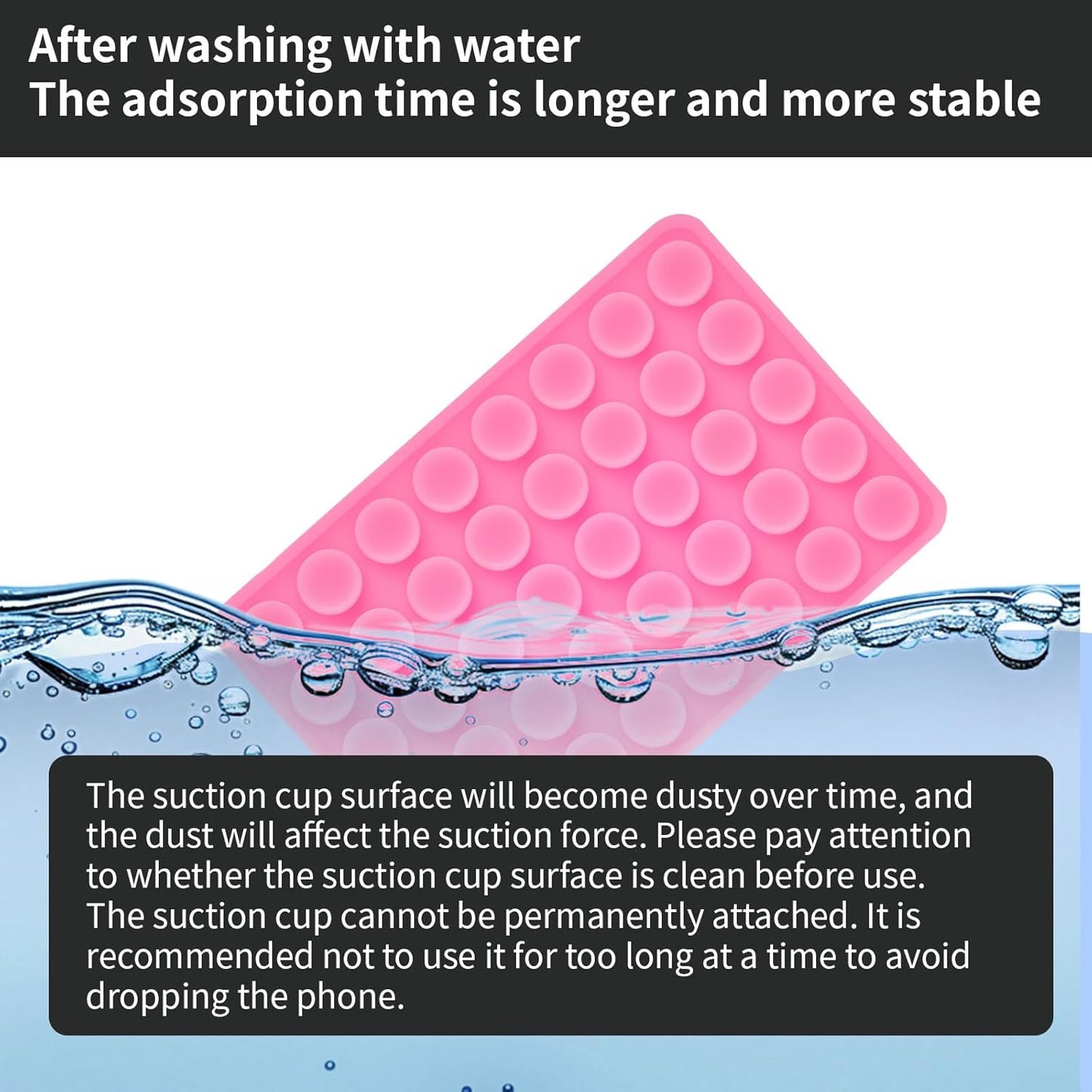 2 Pack Silicone Double-Sided Suction Grip – 40 Cups per Side, Strong Hold for iPhone, Galaxy, Pixel, Android – Hands-Free for Selfies & Videos (Pink)