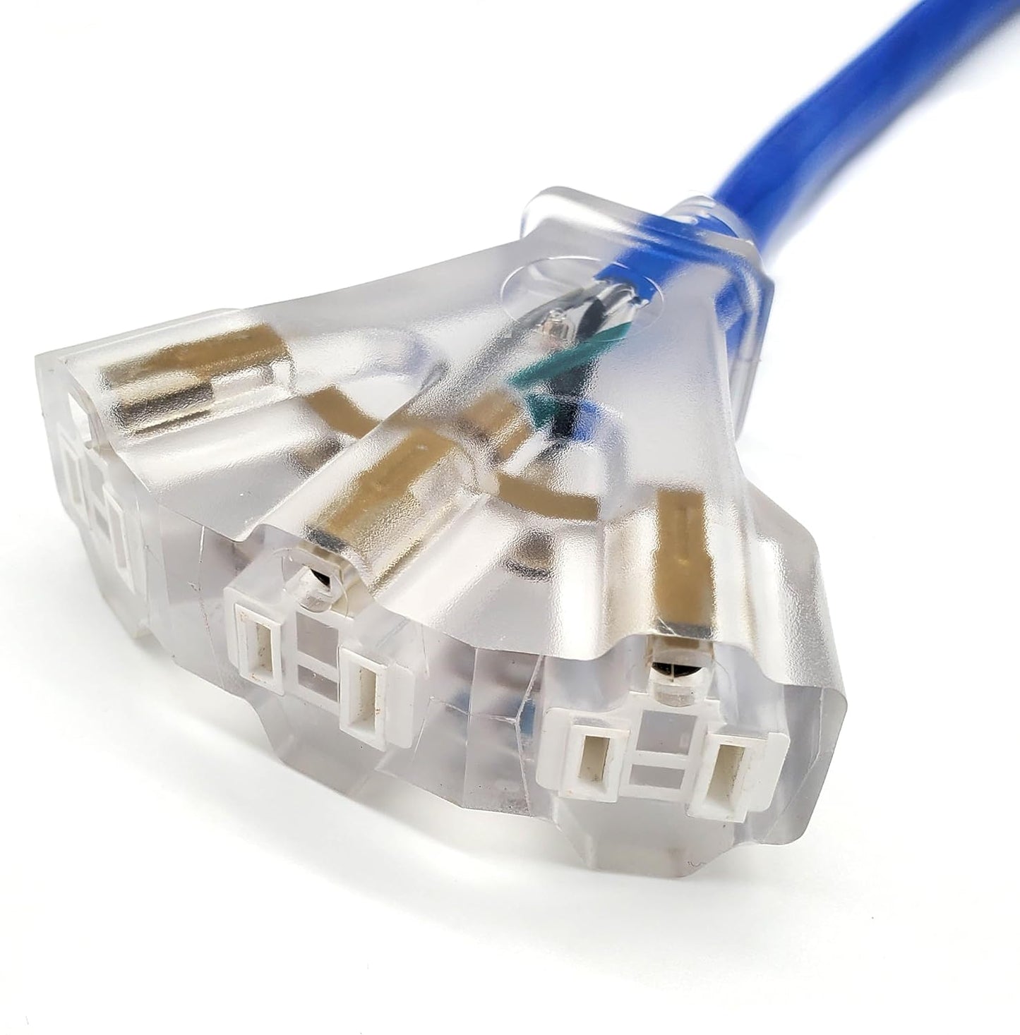 6 ft - 12 Gauge Heavy Duty Extension Cord - Lighted on Both Ends - SJTW Blue - Outdoor Extension_Cord Waterproof 6 ft by Premier Wire - 15 Amp ExtensionCord (6 Foot 12-Awg Power Cord Blue)