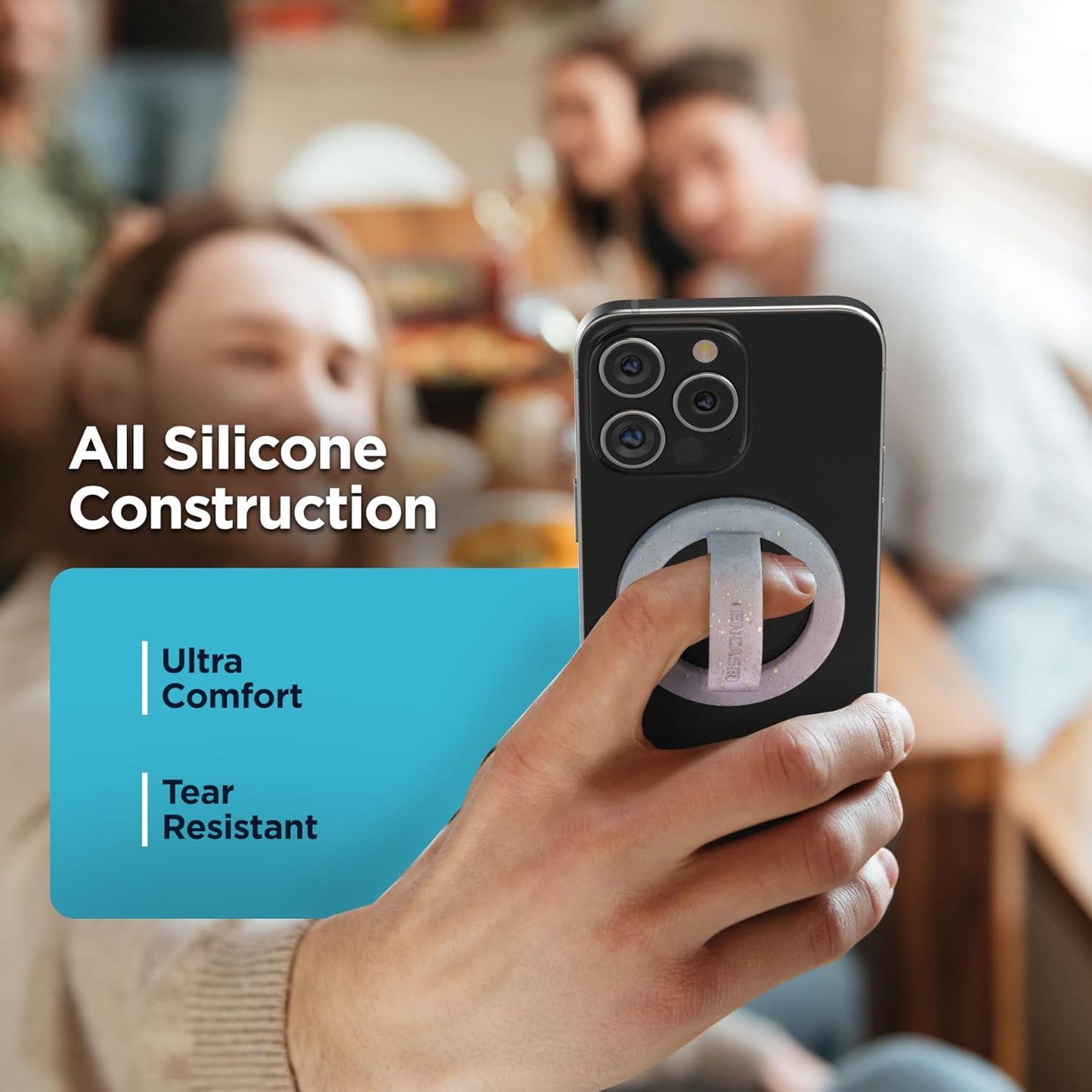 2-Pack Magnetic Phone Grip Holders Compatible with MagSafe, Soft-Touch Silicone Finger Loops for iPhone, Comfortable and Secure Fit (Clear Sparkle & Gradient Dream)