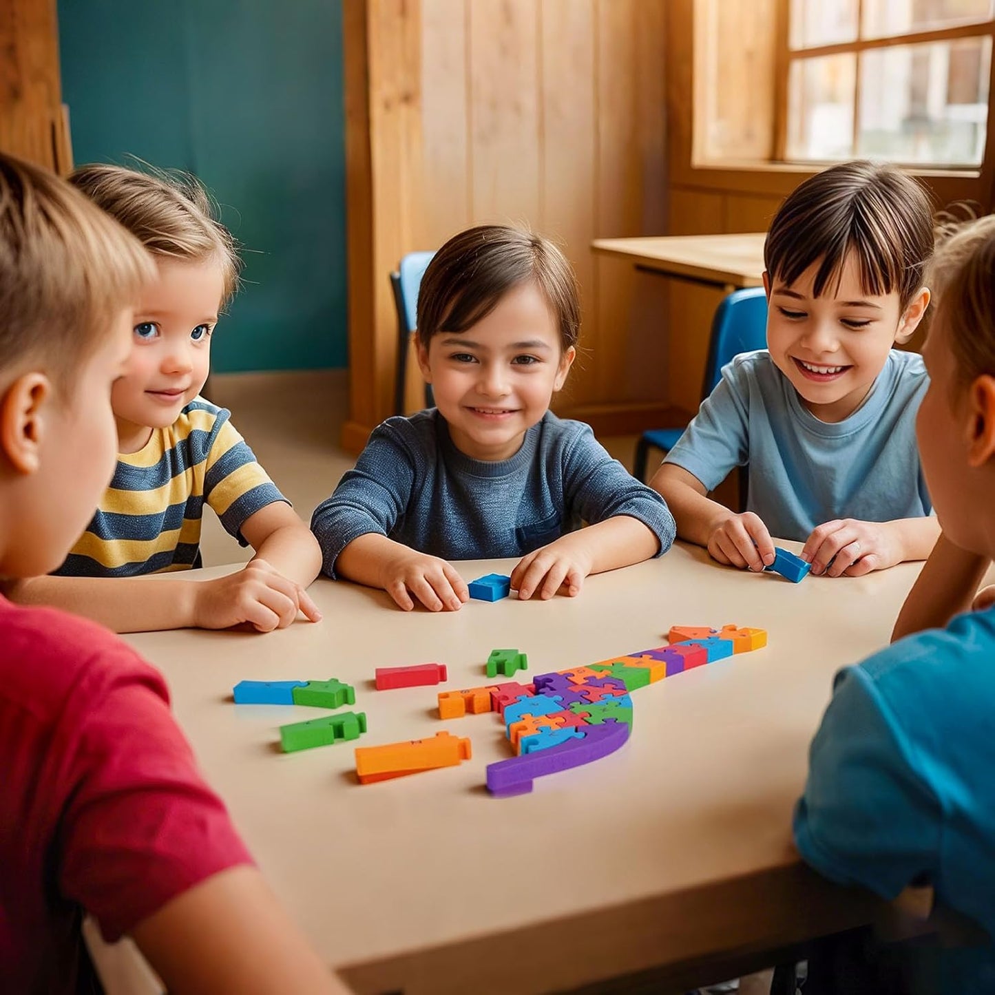 LovesTown Wooden Alphabet Puzzle for Kids, Learning Toy, Giraffe Montessori ABC Educational Letter and Number Jigsaw for Toddlers