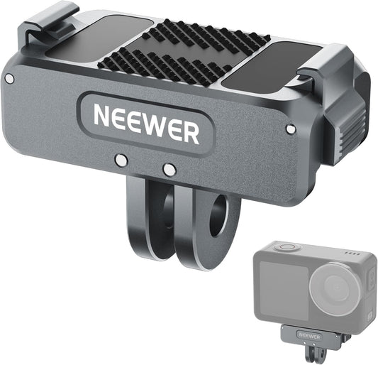 NEEWER Upgraded Magnetic Mount Adapter Compatible with DJI Osmo 360 / Action 5 Pro/4/3, Quick Release Action Camera Mount Vlogging Accessories with 1/4" Tripod Thread, AC011 Dark Gray