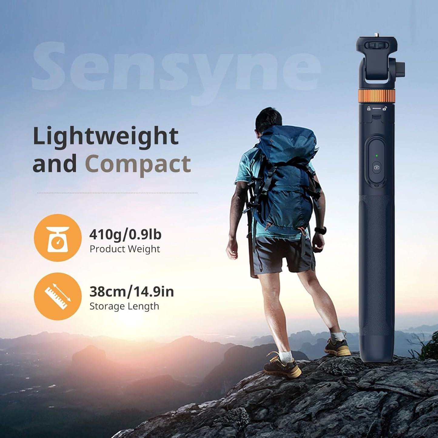 Sensyne 72" Phone Tripod, Extendable Selfie Stick with Detachable Phone Holder Compatible with All Cell Phones/Camera Blue