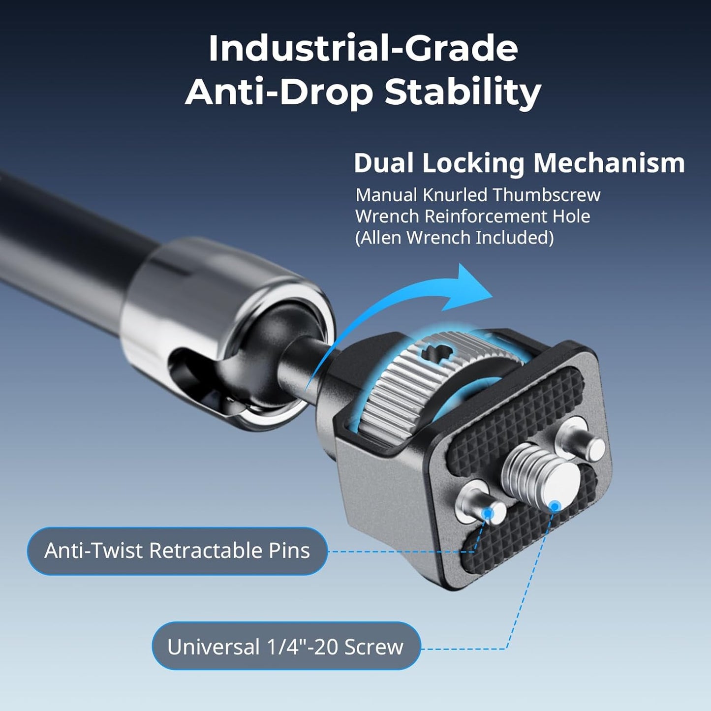 SMALLRIG 11 Inch Magic Arm with Crab-Shaped Clamp, Arm with 1/4"-20 Screw and Retractable Pins, for Action Cameras, Monitors, Video Lights, and Microphones - 5311