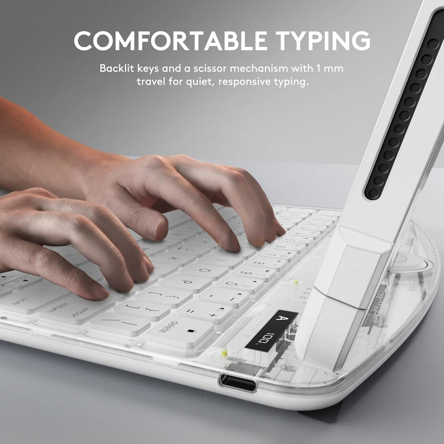 GUSGU Transparent Case with Wireless Keyboard only for 2024 iPad Pro 11-in.(M4), 7 Colors Backlight, Trackpad, 360°Rotating Stand for iPad Pro 11(5th Gen), Tech Style
