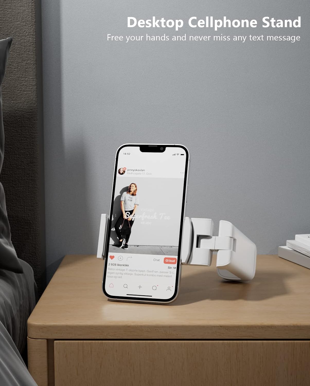 MiiKARE Airplane Phone Holder, Universal Handsfree Mount with 360 Rotation, Travel Accessory for Airplane, Desk & Table - White