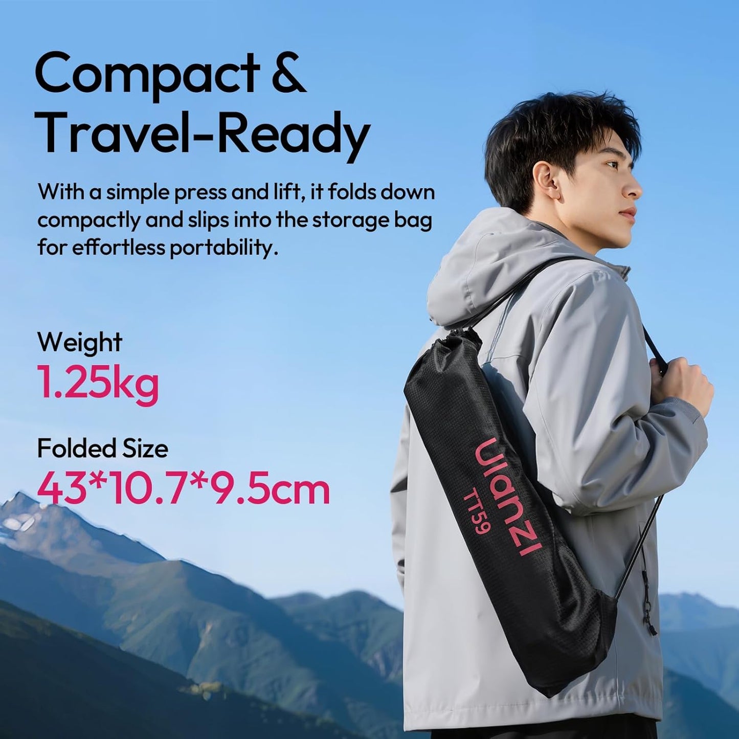 ULANZI TT59 Horizontal Overhead Photography Tripod, 68.9" Foldable Professional Camera Tripod Stand with Uka Quick Release Panoramic Ball Head for Mirrorless Camera/DSLR/Phone/Camcorder and All