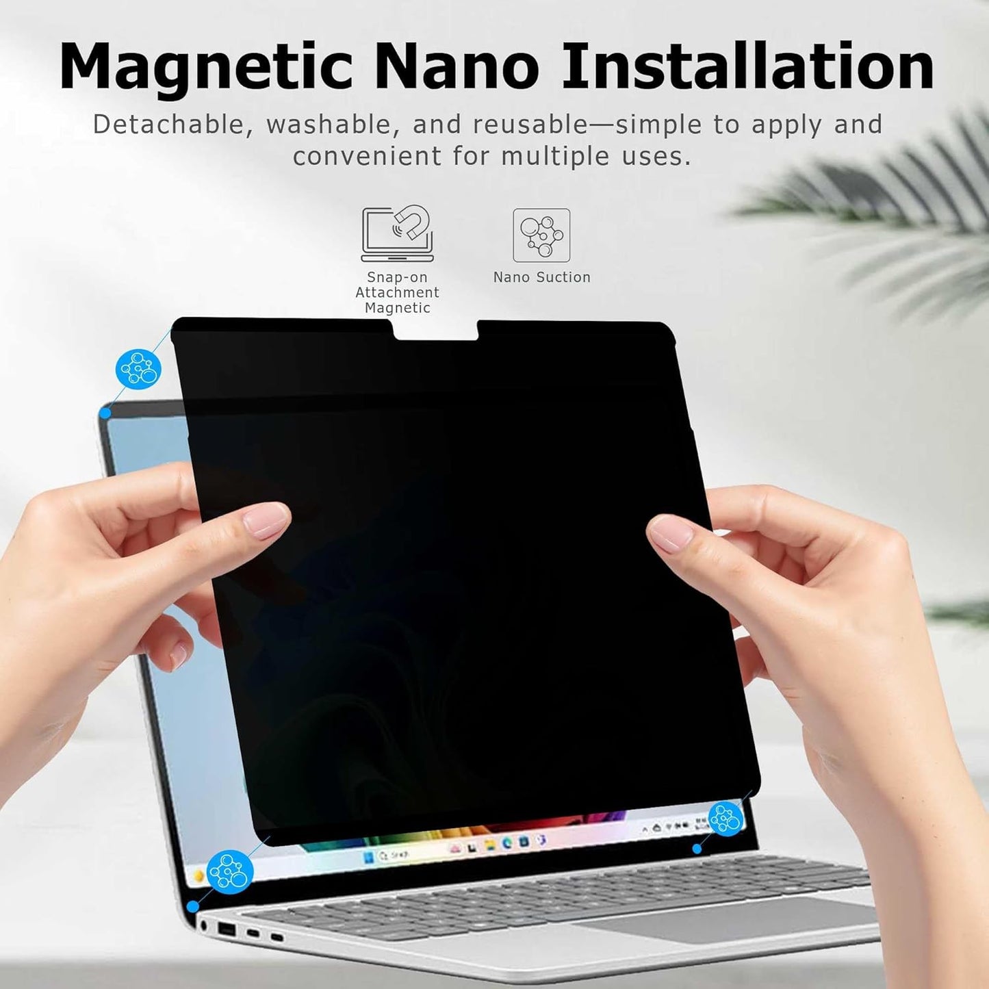 Adeway Magnetic Privacy Screen for Surface Laptop 13 inch (2025), Anti-Glare, 30° Side View Protection, Washable & Reusable Privacy Filter, Bubble-Free Installation