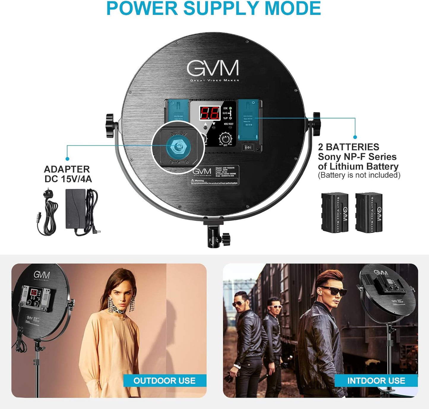 GVM Key Light, 14" LED Video Light with APP Control, Bi-Color Round Lighting, Ultra Thin 60W 3200-5600K Dimmable LED Soft Light with Table Stand for Gaming Studio YouTube Wedding Live Streaming